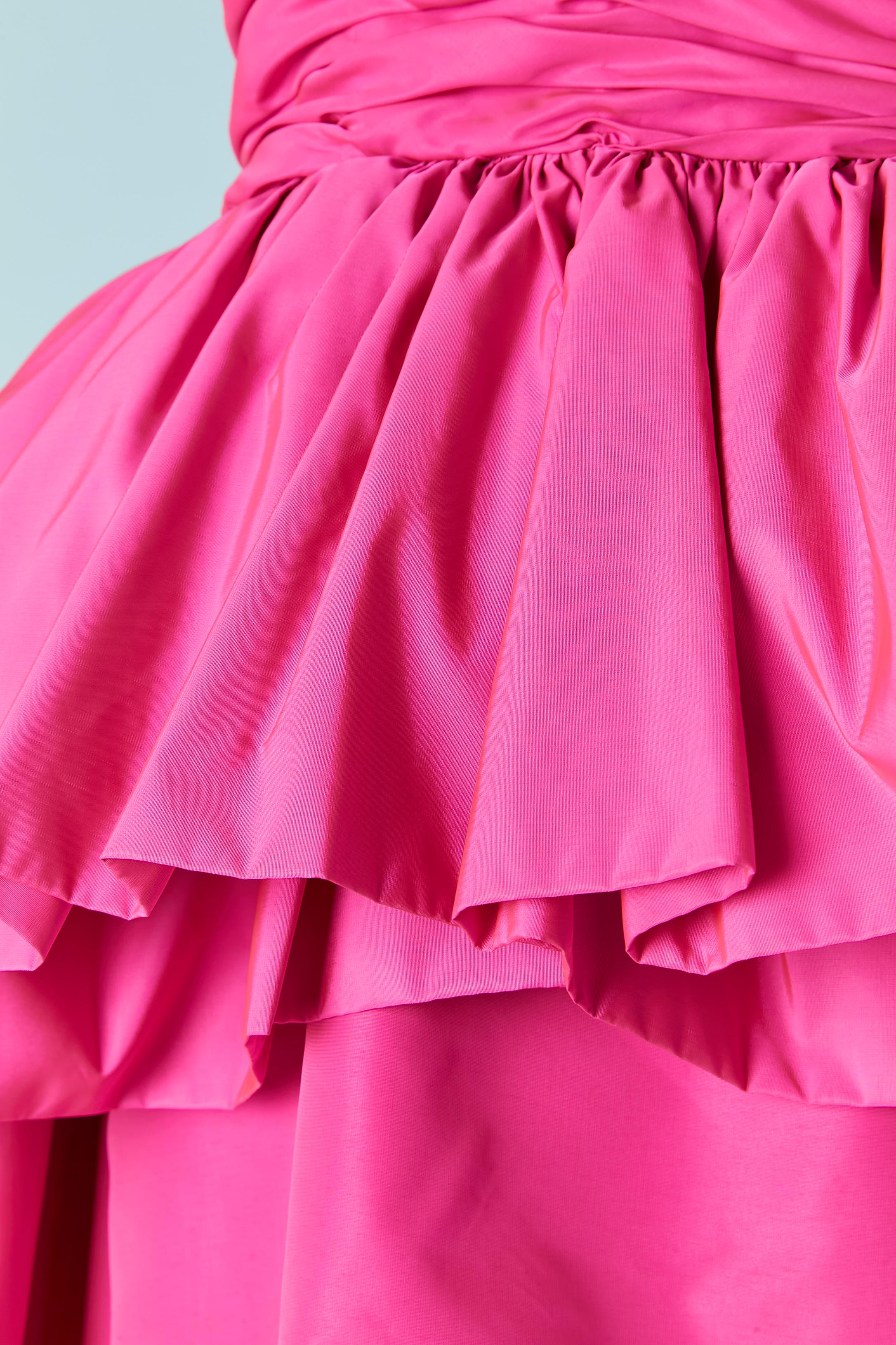 Pink Shocking pink bustier evening drag-dress Victor Costa for Saks Fifth Avenue