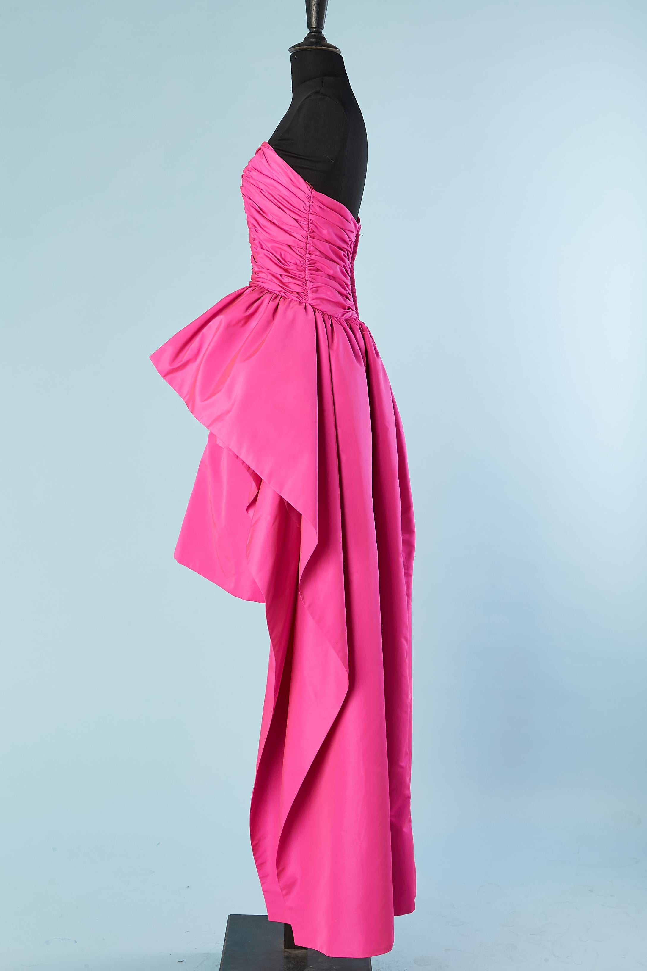 Women's Shocking pink bustier evening drag-dress Victor Costa for Saks Fifth Avenue