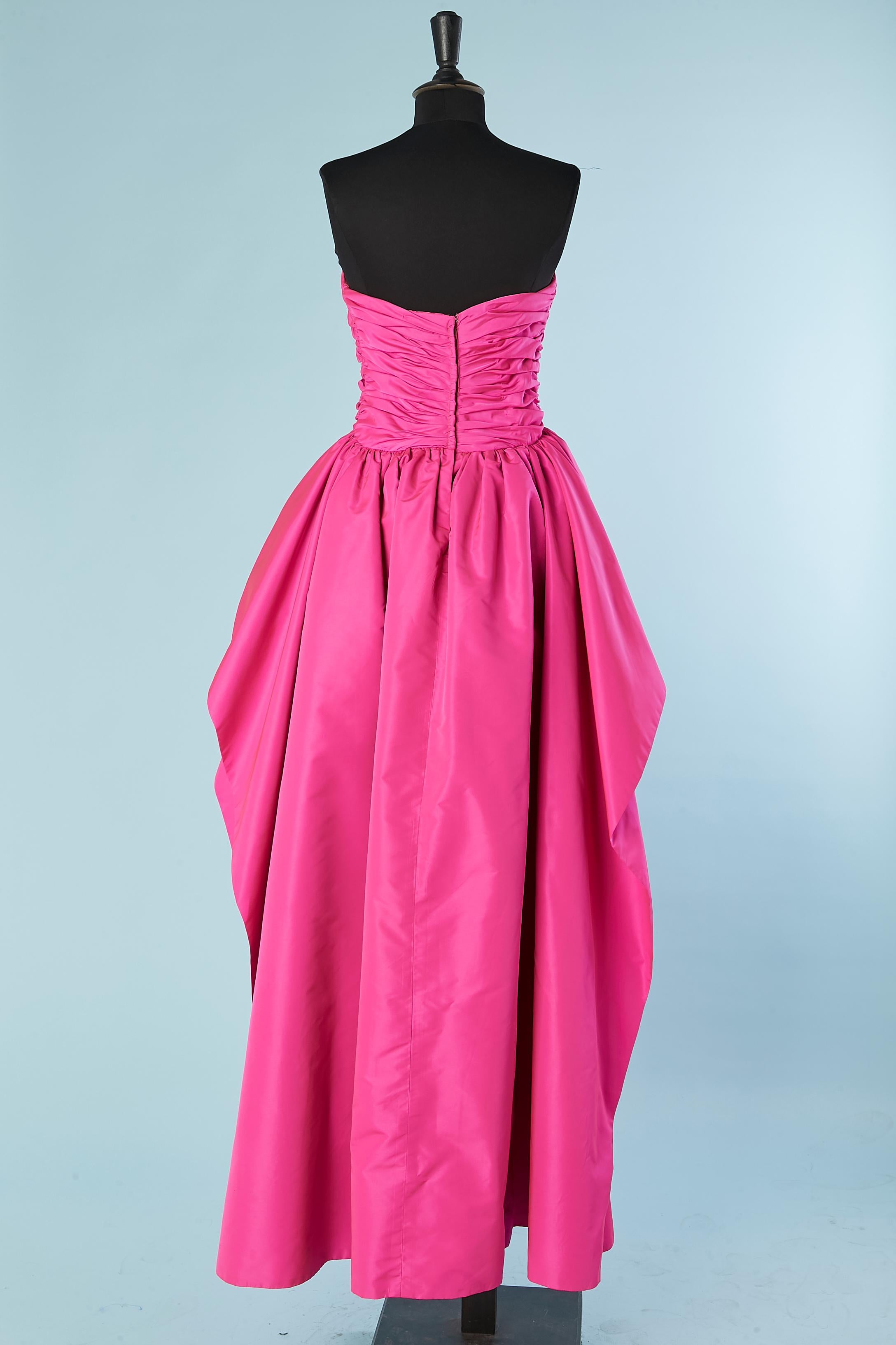 Shocking pink bustier evening drag-dress Victor Costa for Saks Fifth Avenue 1