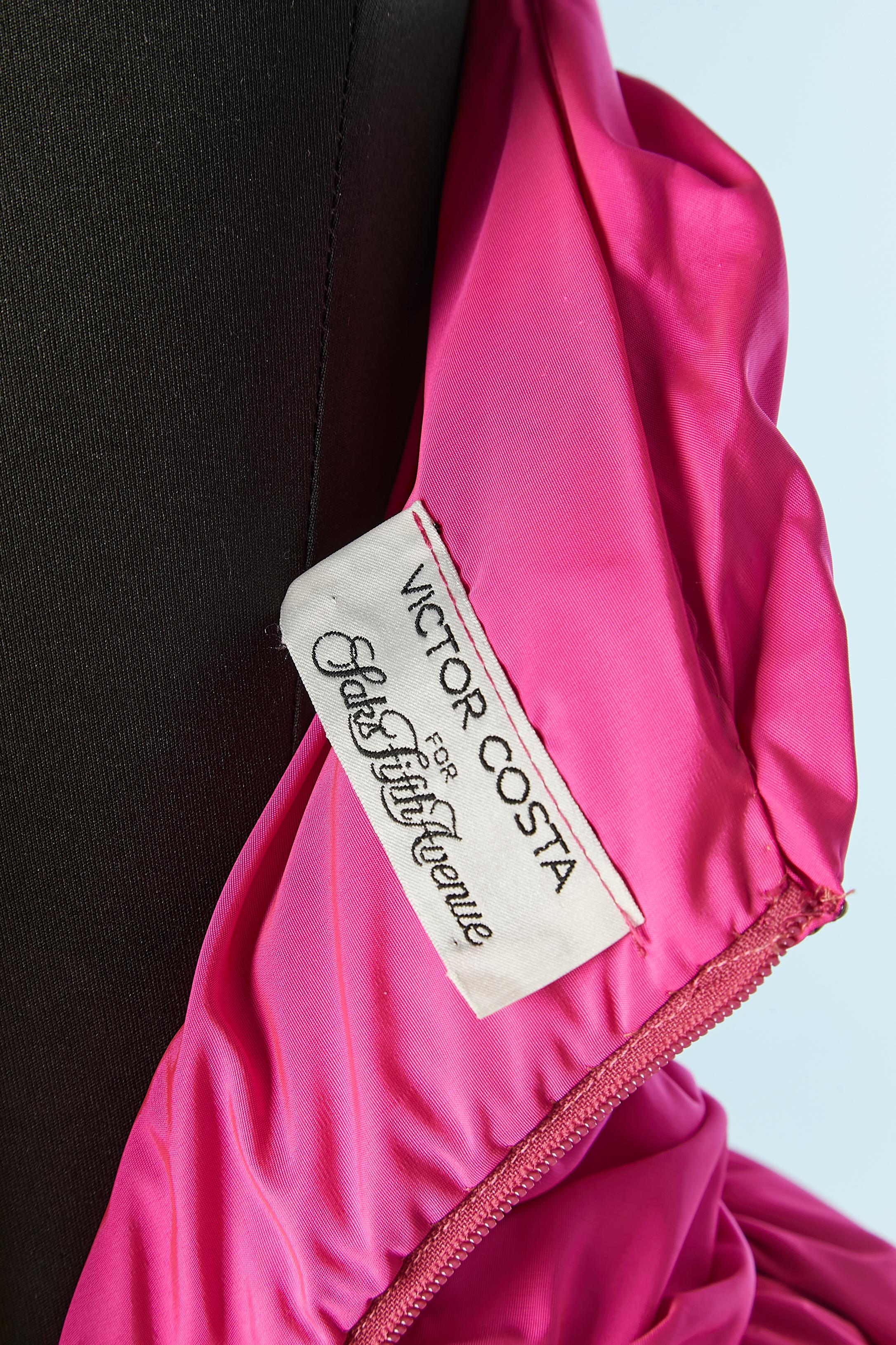 Shocking pink bustier evening drag-dress Victor Costa for Saks Fifth Avenue 2
