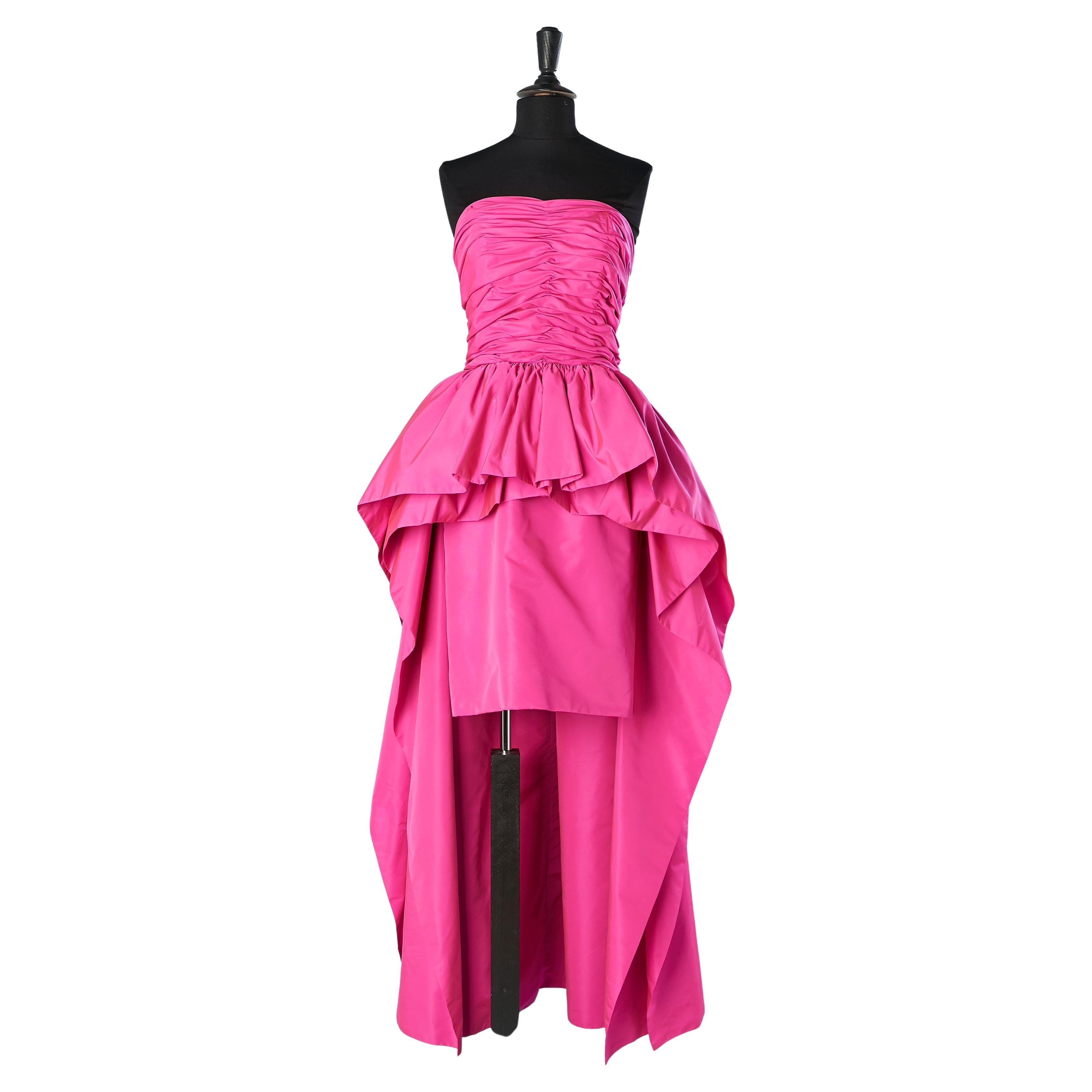 Shocking pink bustier evening drag-dress Victor Costa for Saks Fifth Avenue 