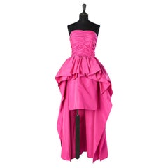 Vintage Shocking pink bustier evening drag-dress Victor Costa for Saks Fifth Avenue 