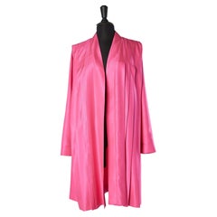 Shocking pink raw silk edge to edge pleated evening coat Leonard 