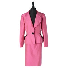 Shocking pink raw-silk skirt suit CHRISTIAN DIOR Circa 1980's