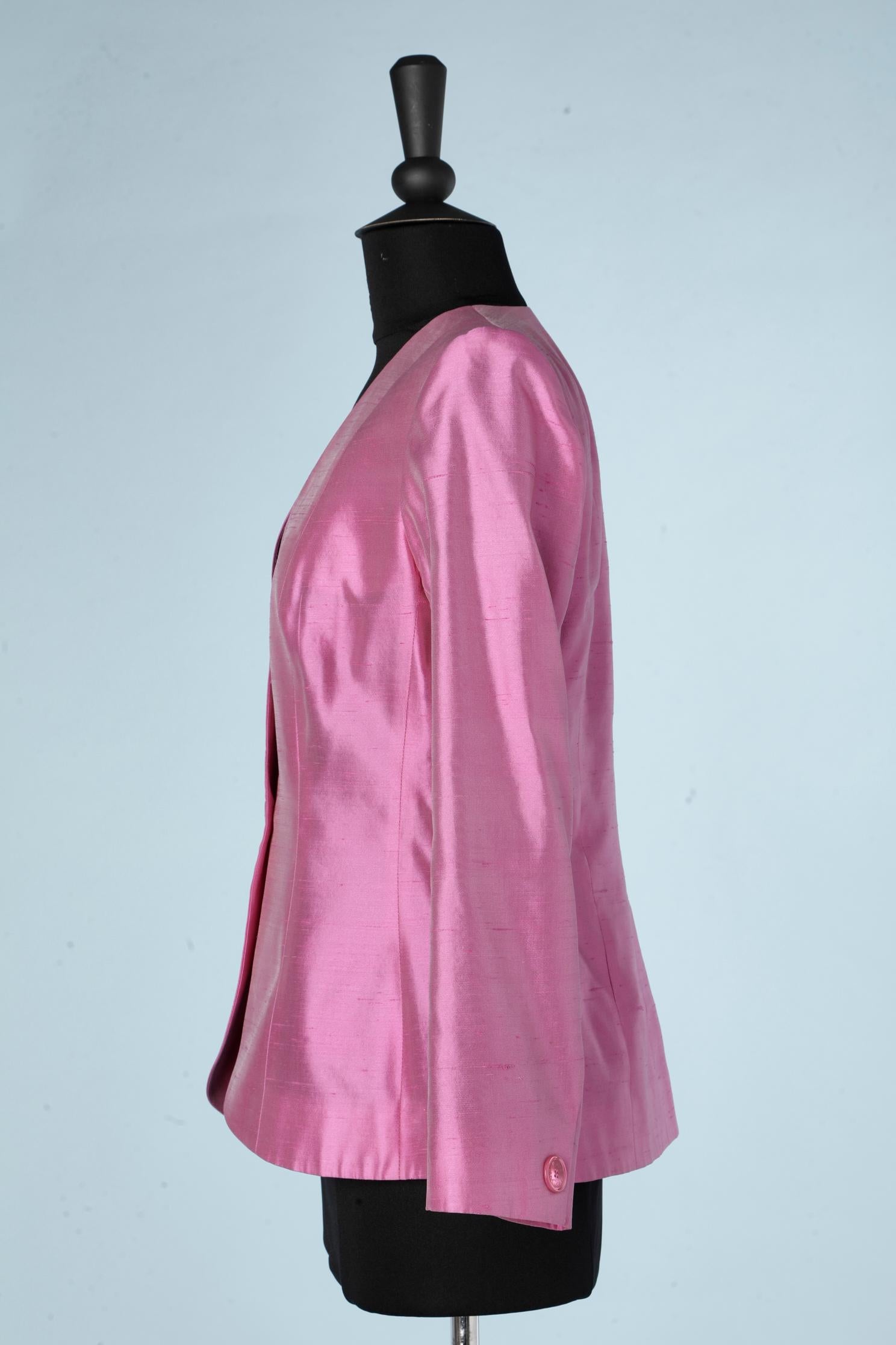 Shocking pink silk jacket Yves Saint Laurent Variation In Excellent Condition In Saint-Ouen-Sur-Seine, FR