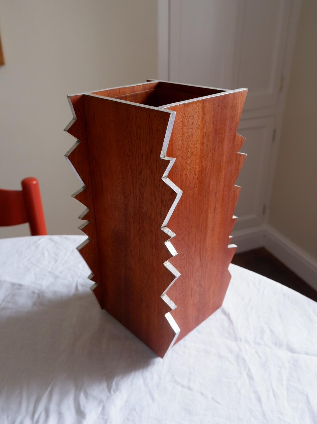 British Shocking Vase, Large. Sapele with Aluminium gilding by Josh Page Studio For Sale