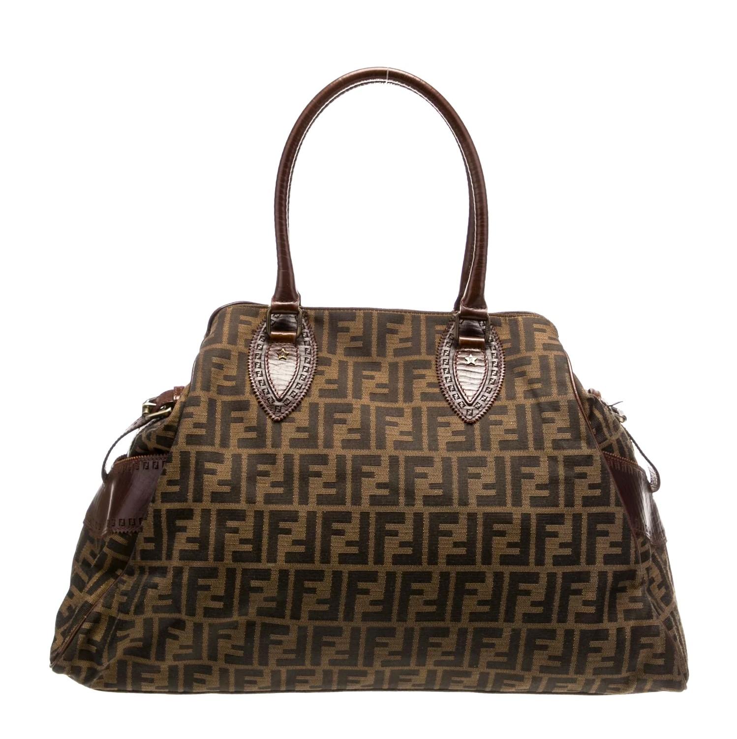 Black Shockingly New Karl Lagerfeld For Fendi 2007 Oversized Zucca Python Du Jour Bag For Sale
