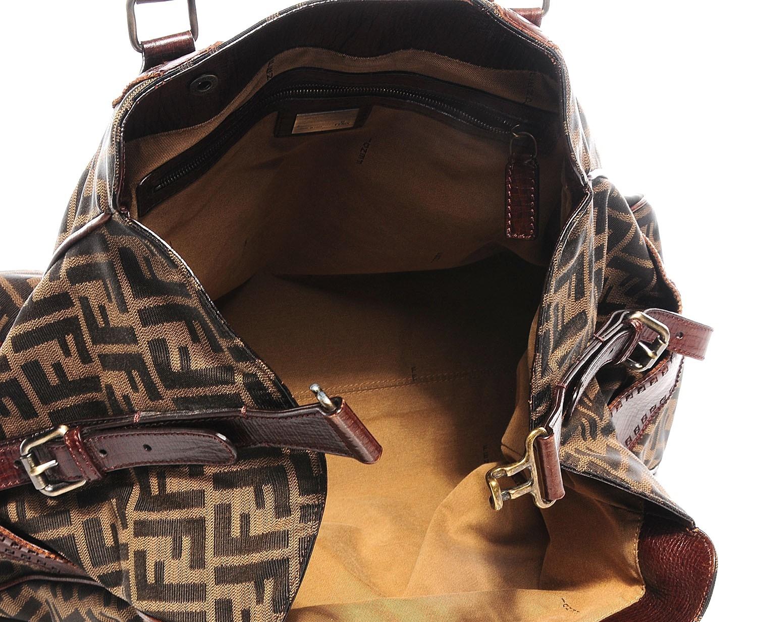Shockingly New Karl Lagerfeld For Fendi 2007 Oversized Zucca Python Du Jour Bag For Sale 1