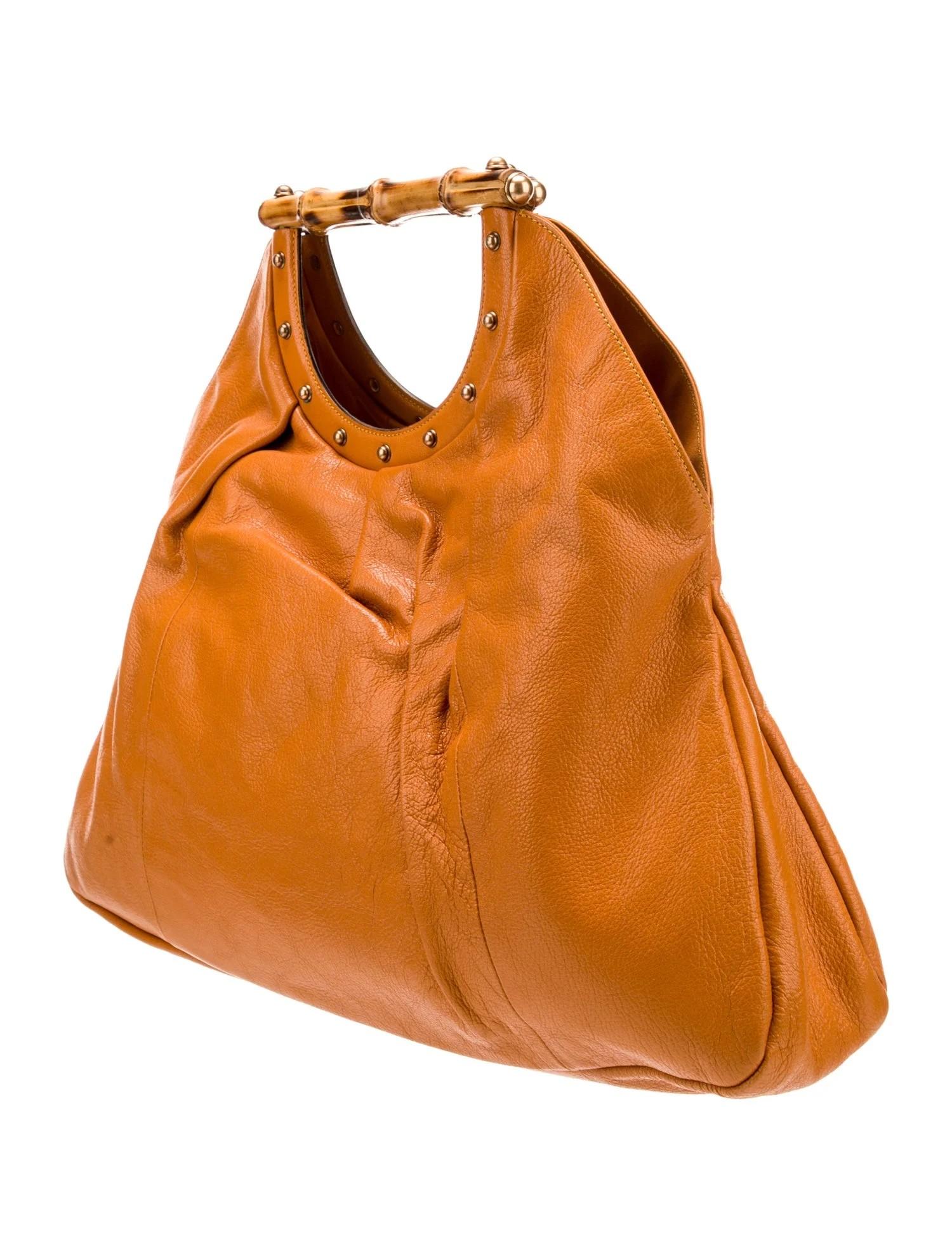 Orange Shockingly New Tom Ford For Gucci Large Bamboo Leather Studded Tote