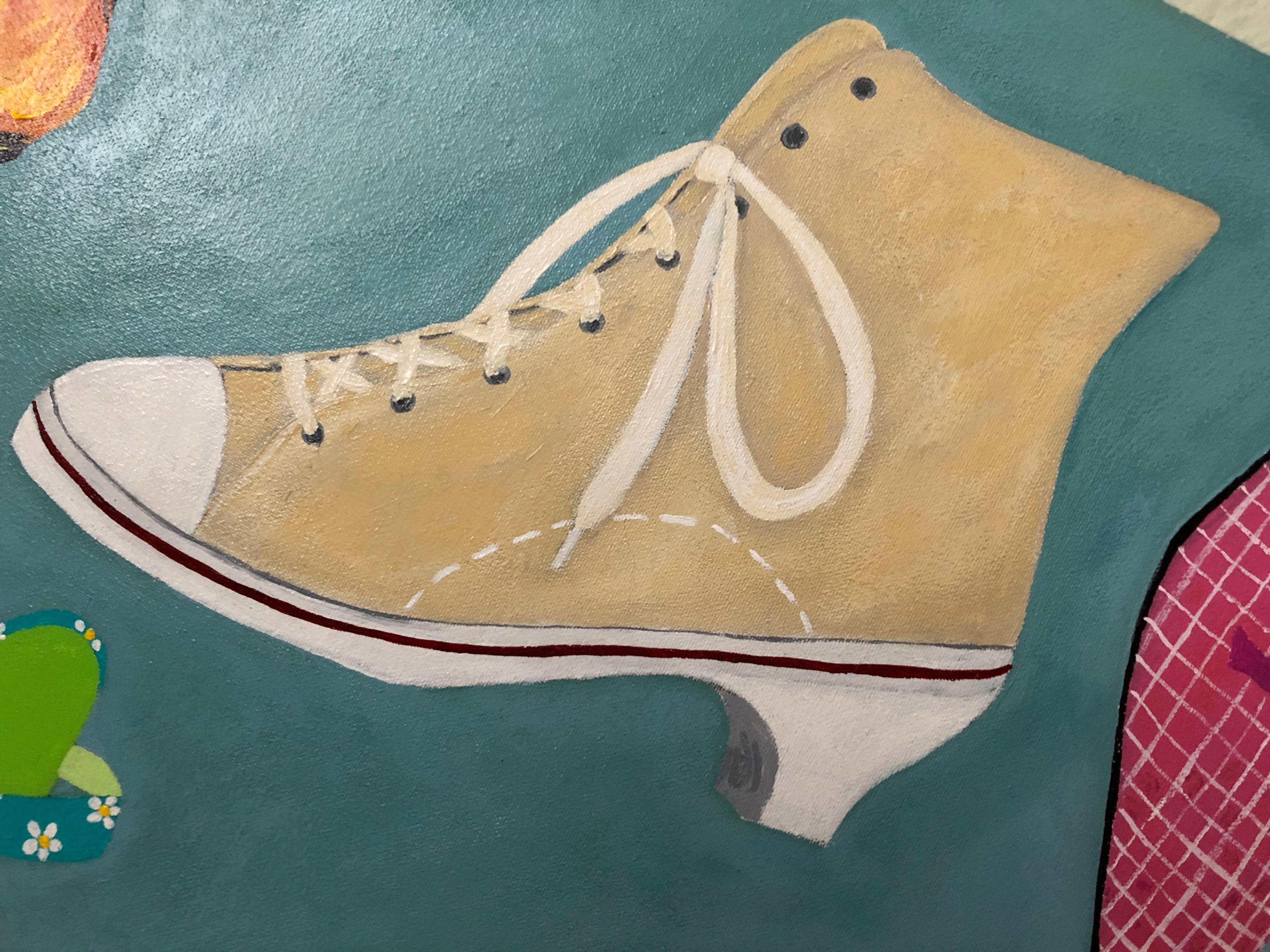 American Very Large Stylish Original Painting of Designer Shoes  For Sale