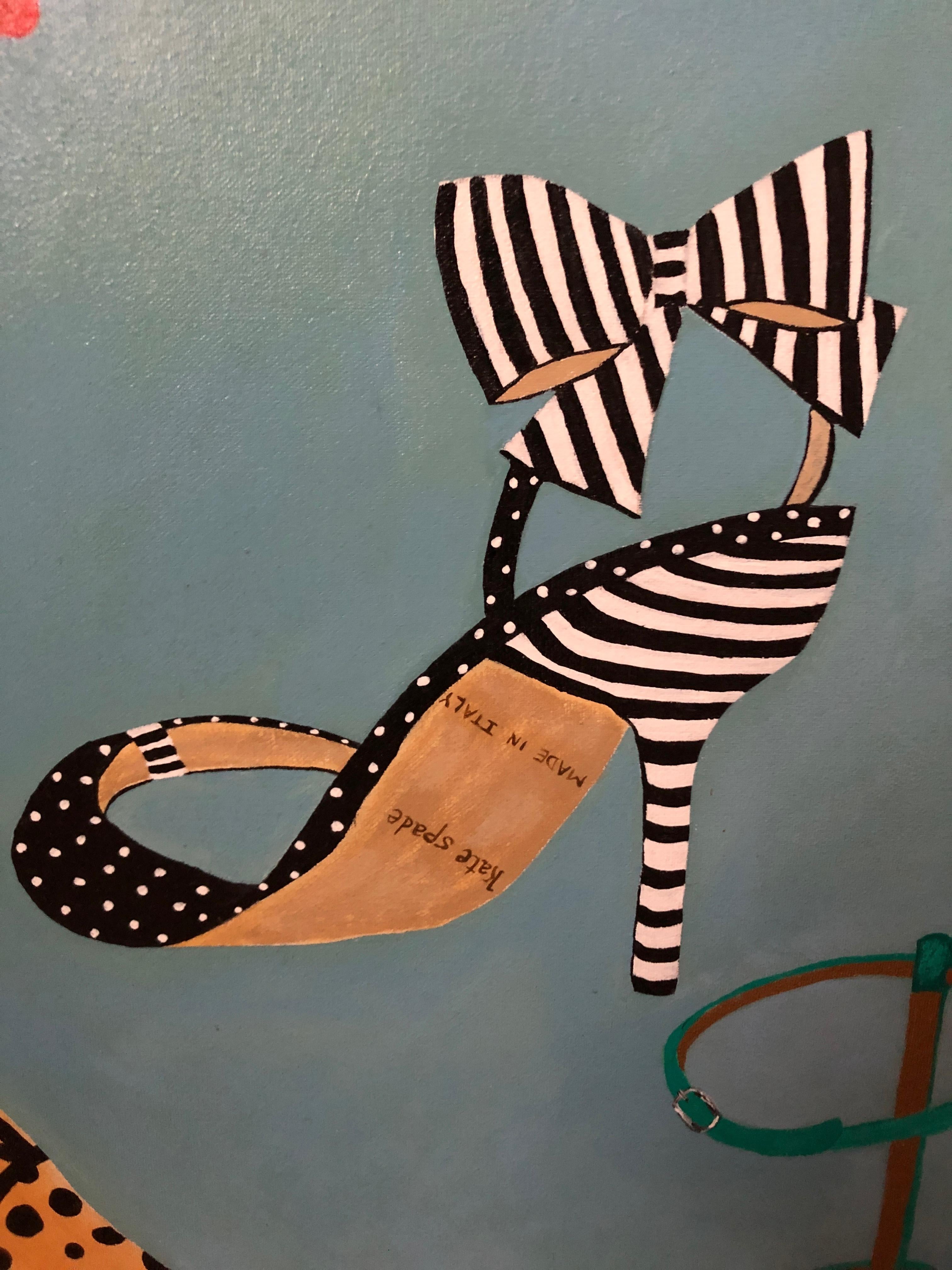 Contemporary Very Large Stylish Original Painting of Designer Shoes For Sale