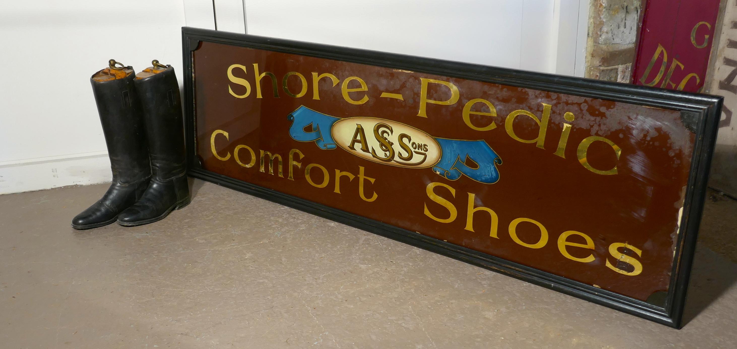 Shoe Shop Mirror Advertising Sign, A S & Sons Shore Pedic Shoes In Good Condition For Sale In Chillerton, Isle of Wight