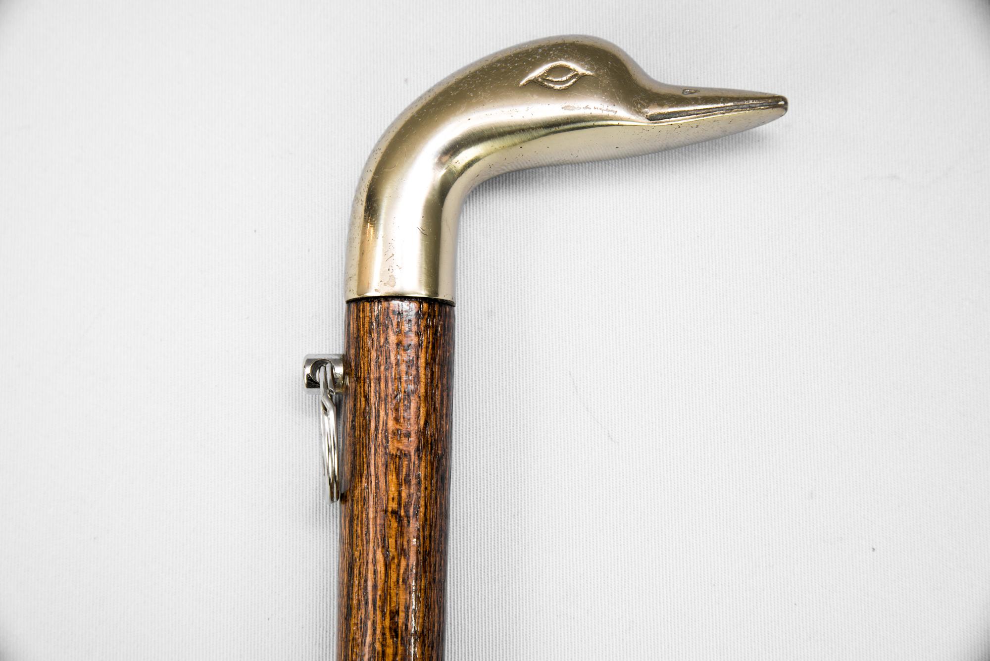 Mid-20th Century Shoehorn Brass Wood Duck Head, 1960s