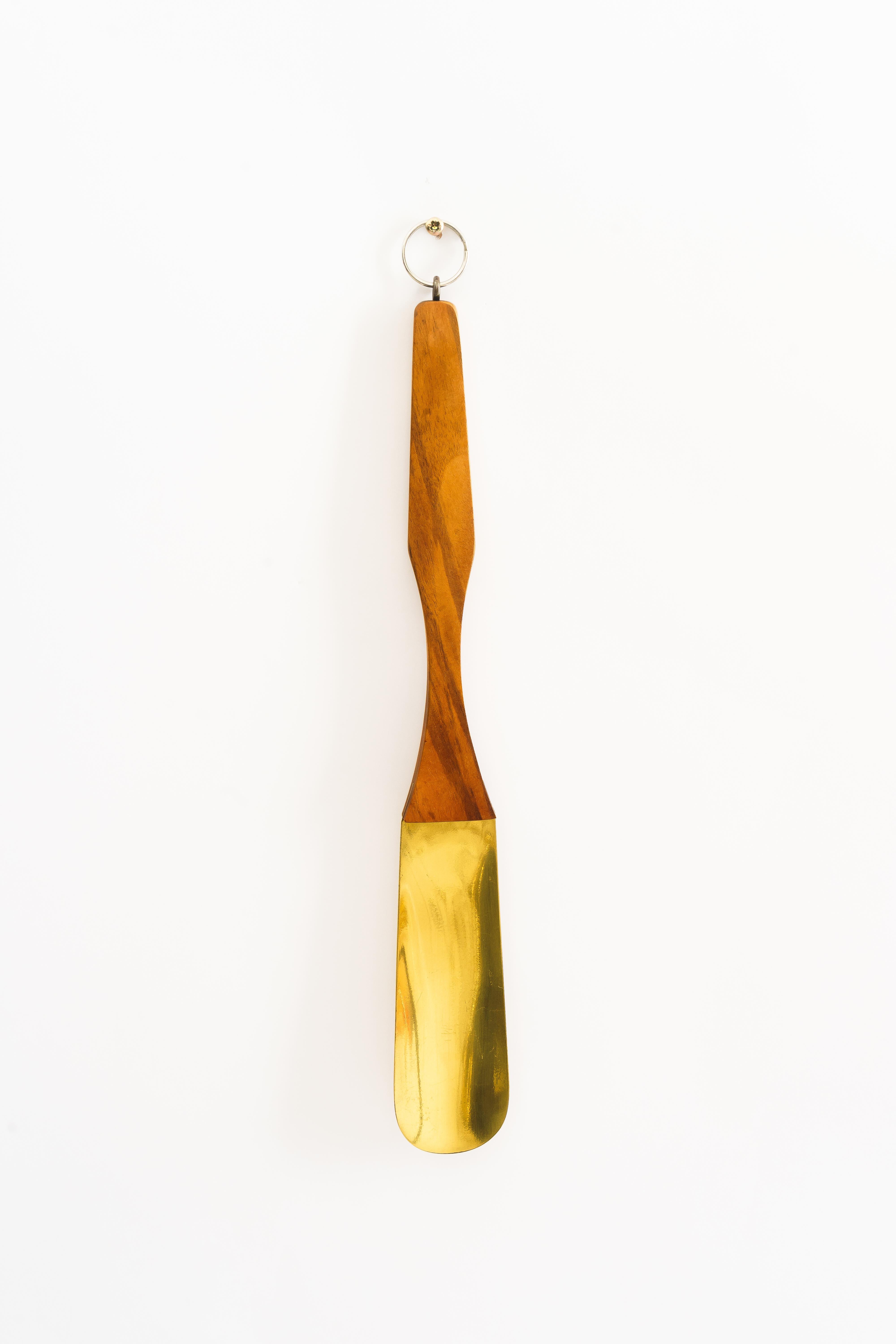 Austrian Shoehorn wood and brass around 1950s For Sale