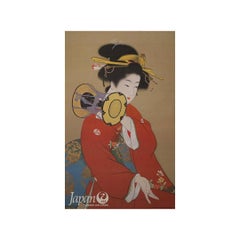 Originalplakat der Japan Air Lines von Shoen Uemura, um 1960 – „Tsuzumi No Ne“