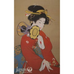 Originalplakat der Japan Air Lines von Shoen Uemura, um 1960 – „Tsuzumi No Ne“