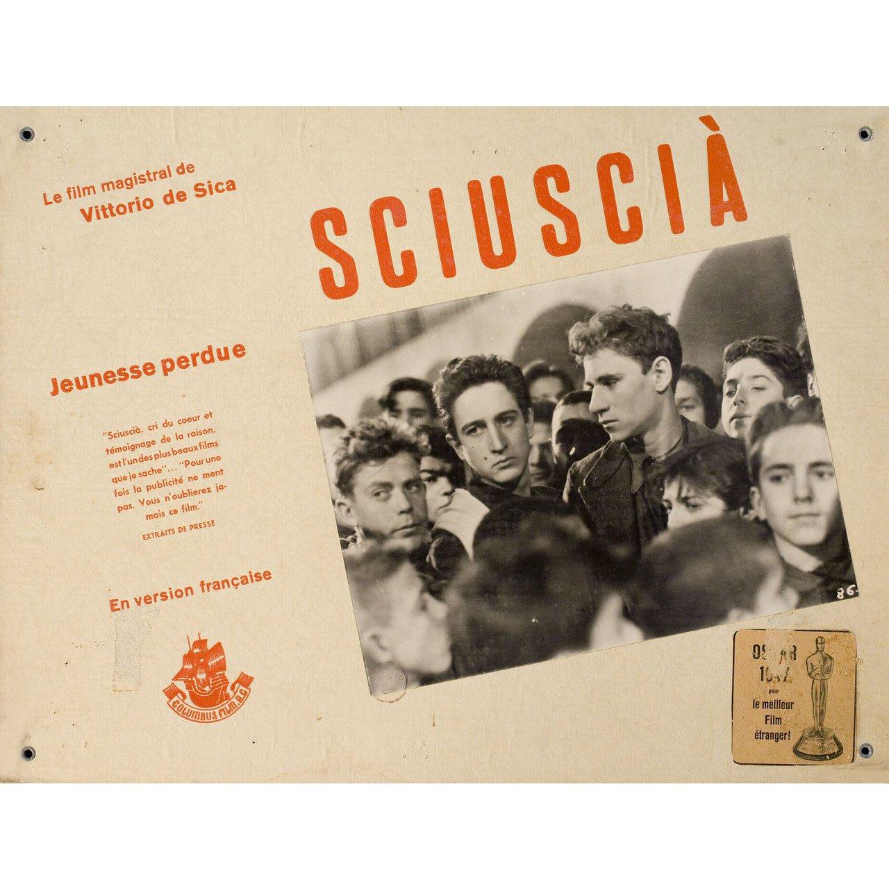 Original 1946 Swiss scene card for the film Shoeshine (Sciuscia) directed by Vittorio De Sica with Franco Interlenghi / Rinaldo Smordoni / Annielo Mele / Bruno Ortenzi. Very good-fine condition. Please note: the size is stated in inches and the