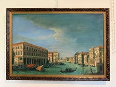 Venezia Canal Grande Pittura ad olio originale di S.Hofner Vintage Grande Arte Incorniciata