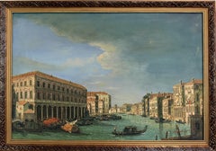 Venedig Grand Canal Original Ölgemälde von S.Hofner Vintage Large Framed Art