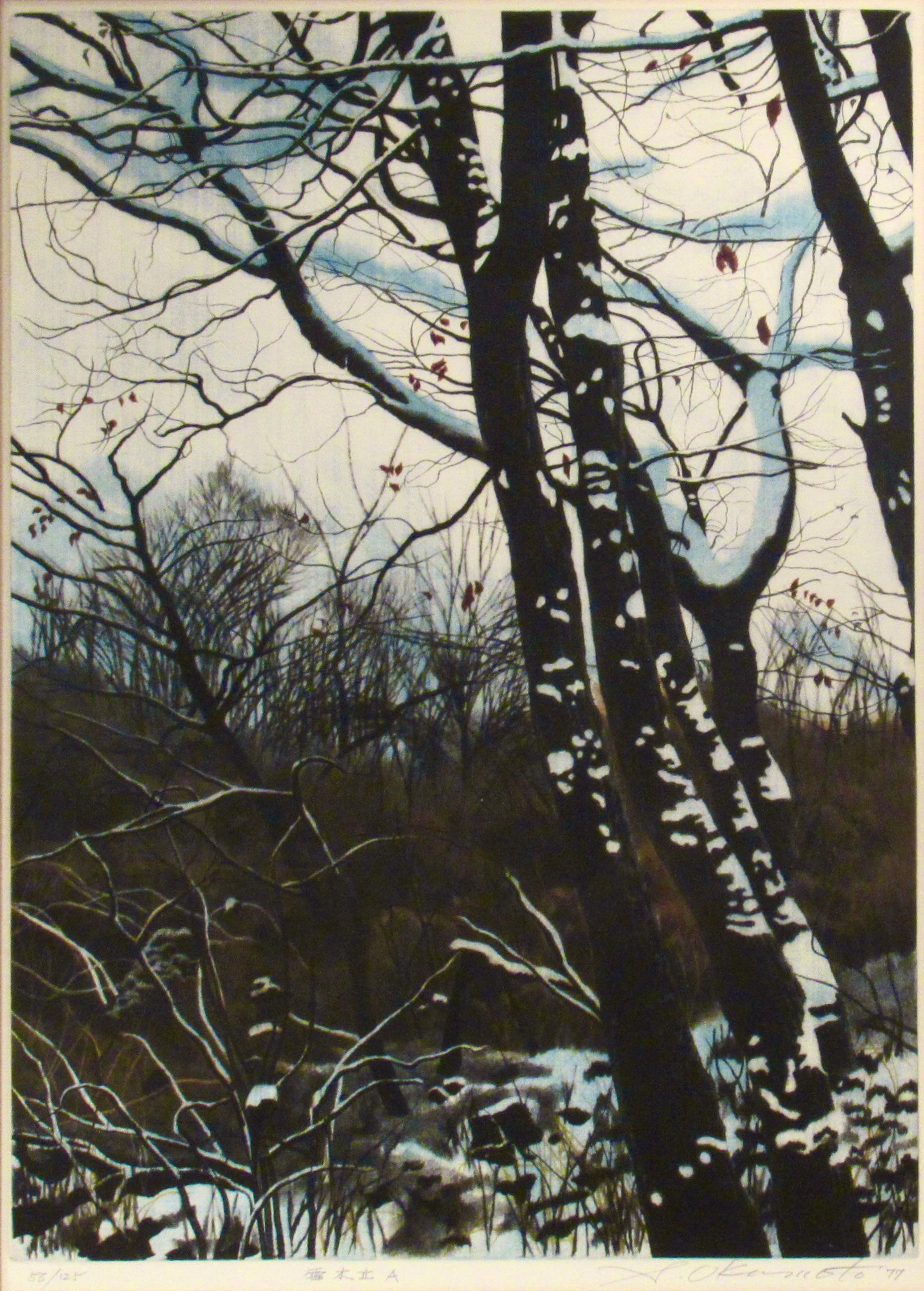 Flowers of the Rose Bush Under the Snow - Print by Shogo Okamoto