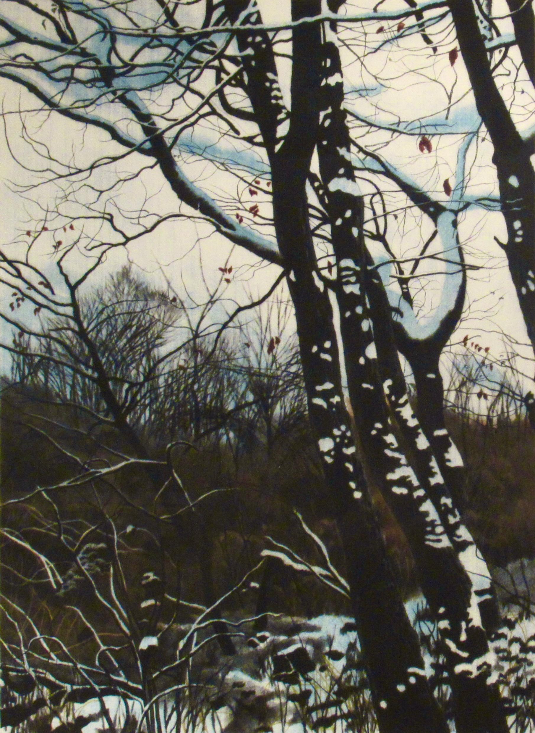 Flowers of the Rose Bush Under the Snow - Modern Print by Shogo Okamoto