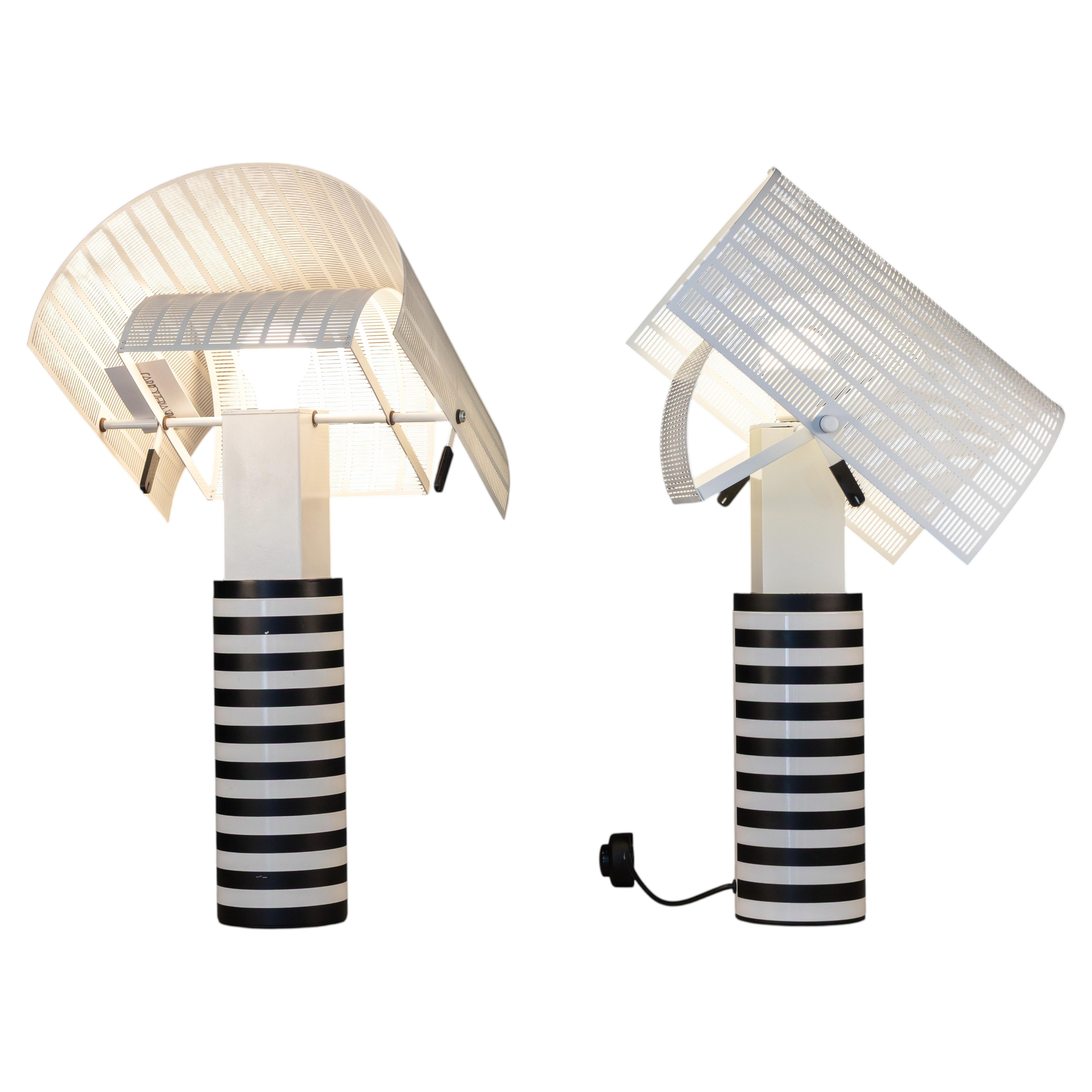 Shogun Mario Botta schwarz-weiße Tischleuchte für Artemide, 1986, 2 Stück im Angebot