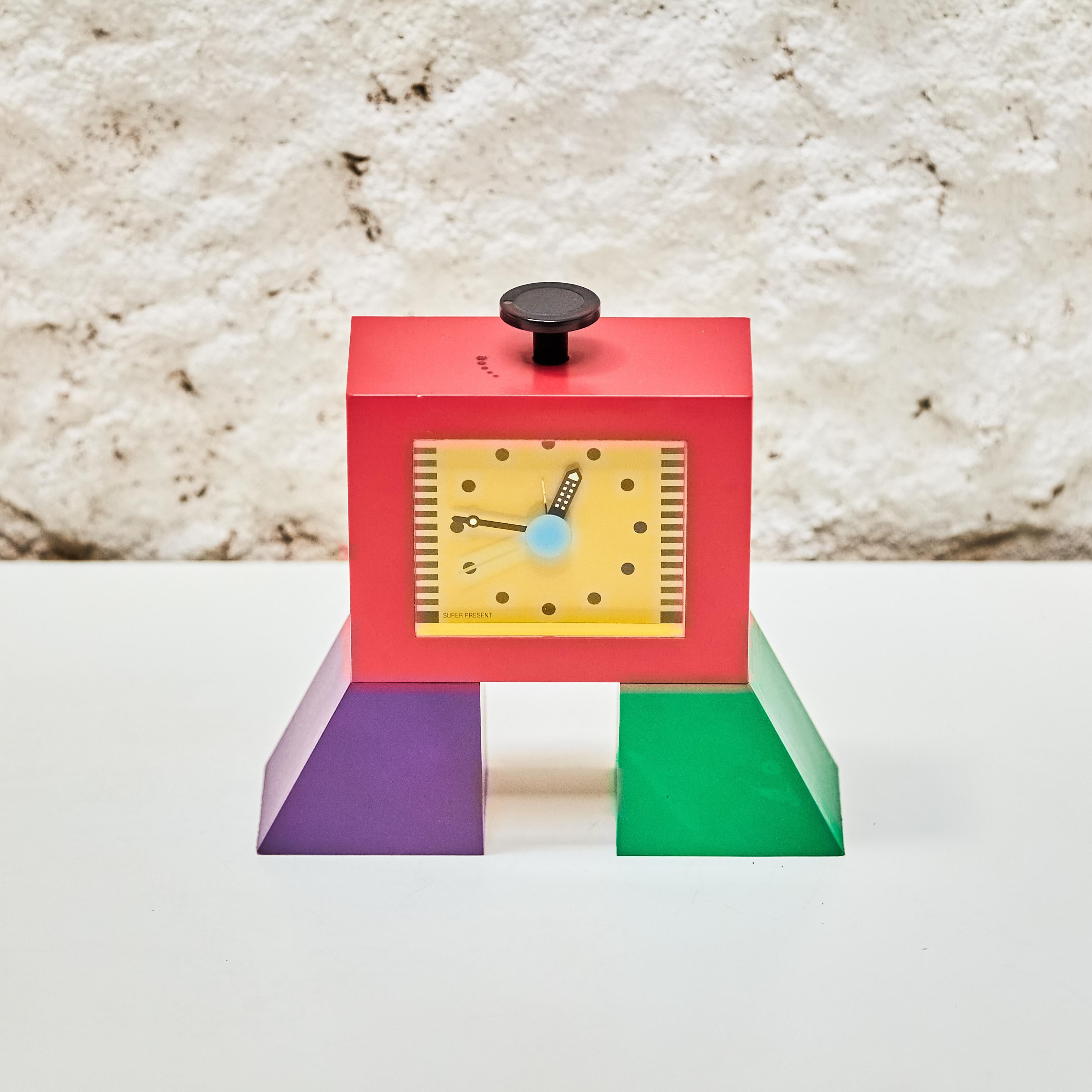 Mid-Century Modern Shohei Mihara Paradise Table Color Plastic Alarm Clock for Wakita, circa 1980 For Sale