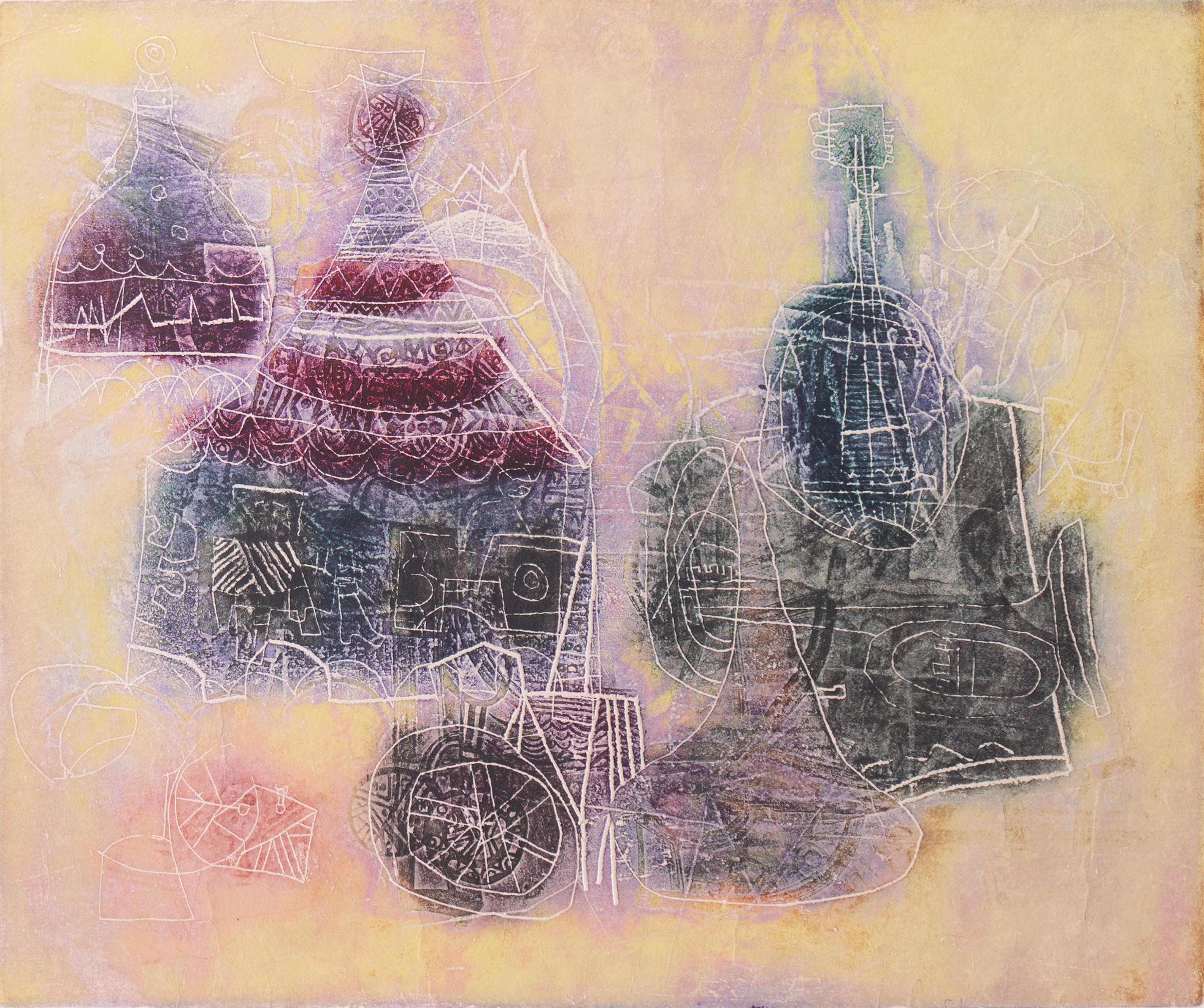Abstract Print Shoichi Hasegawa - « Le Chapiteau et la Guitare », Paris, Atelier 17, Tokyo, NYMOMA, V&A, Bénézit