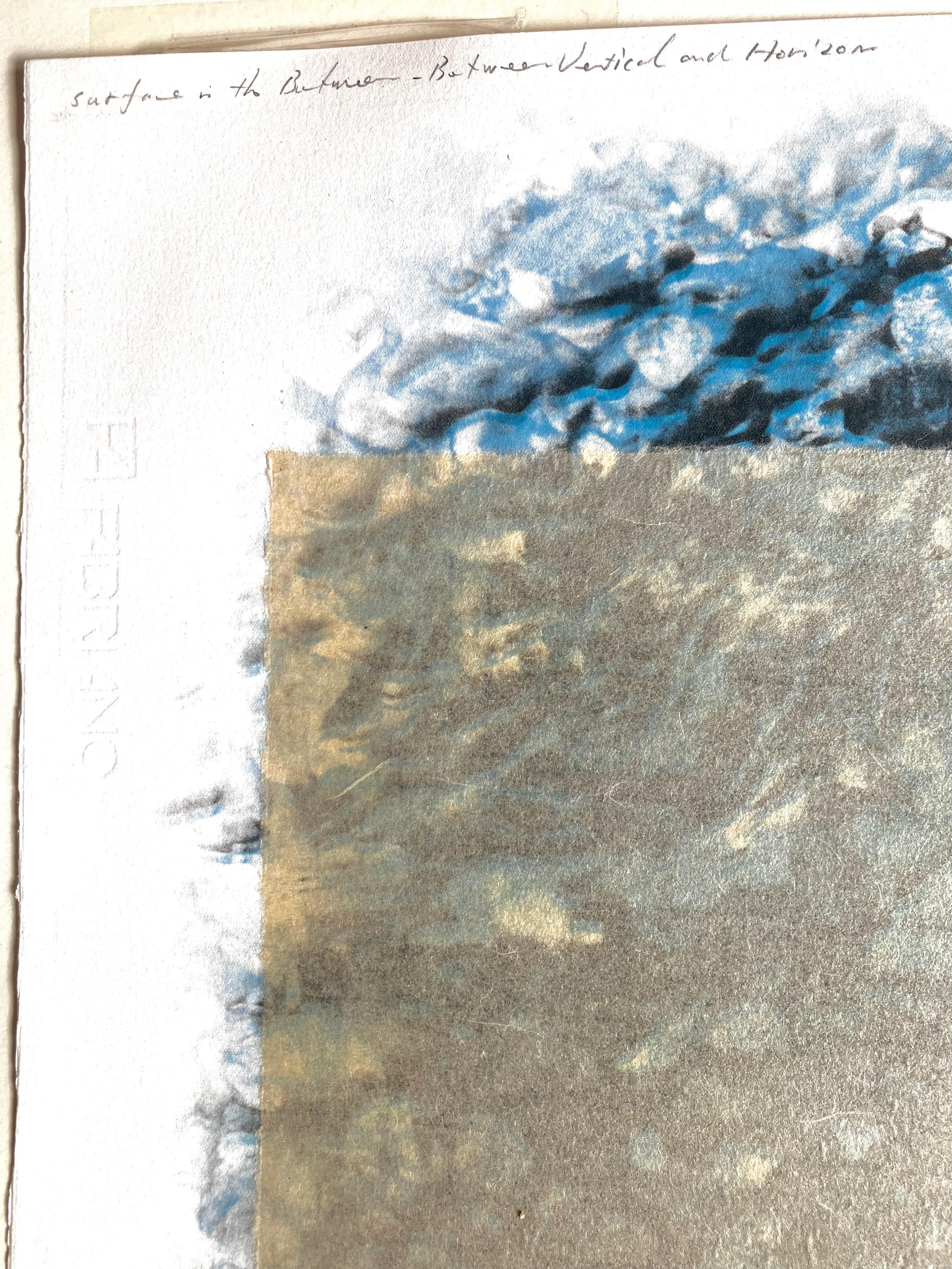 Between Vertical and Horizon – Paper Between a Stone and Brook - Brown Abstract Print by Shoichi Ida