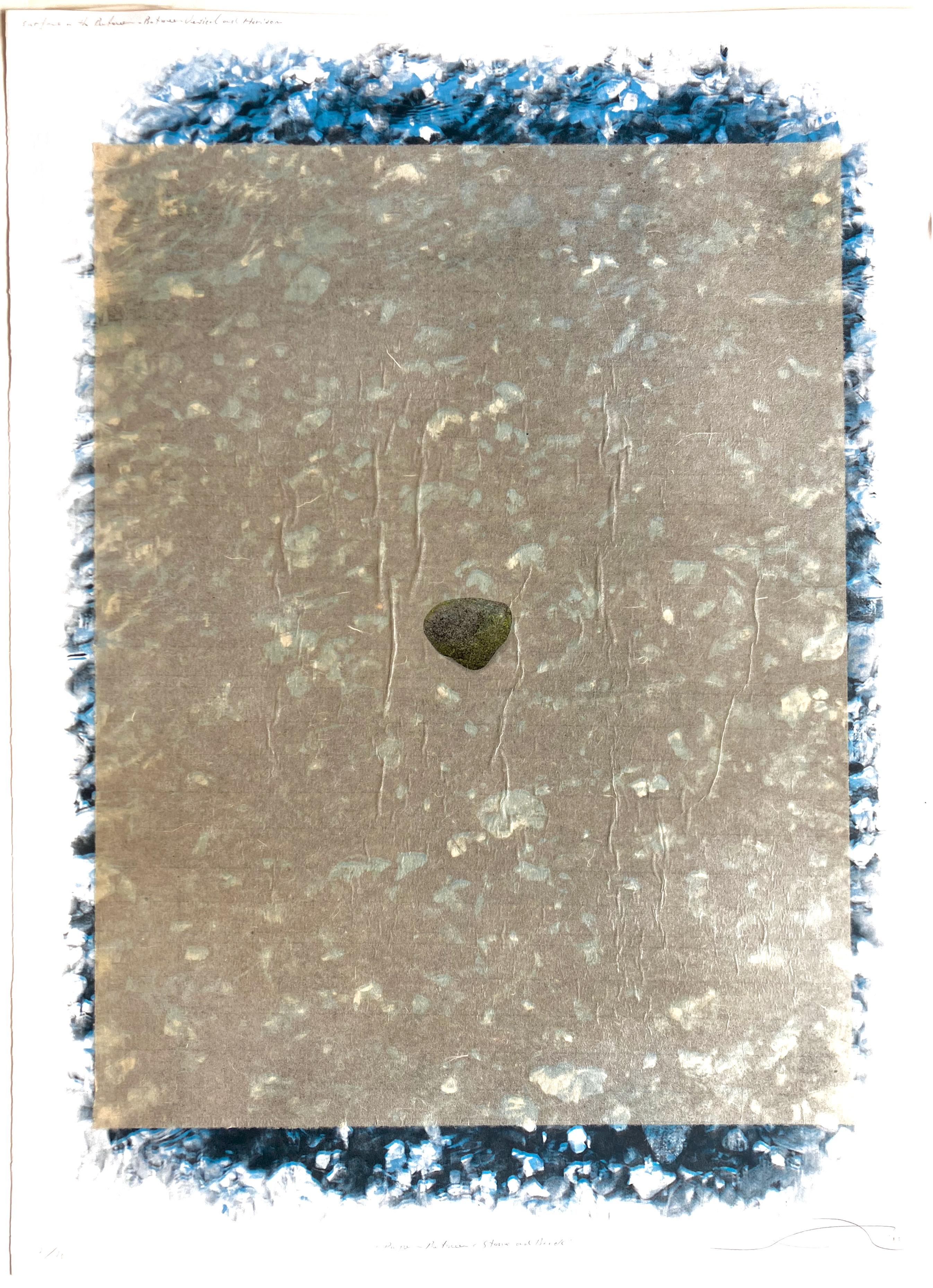 Shoichi Ida Abstract Print - Between Vertical and Horizon – Paper Between a Stone and Brook