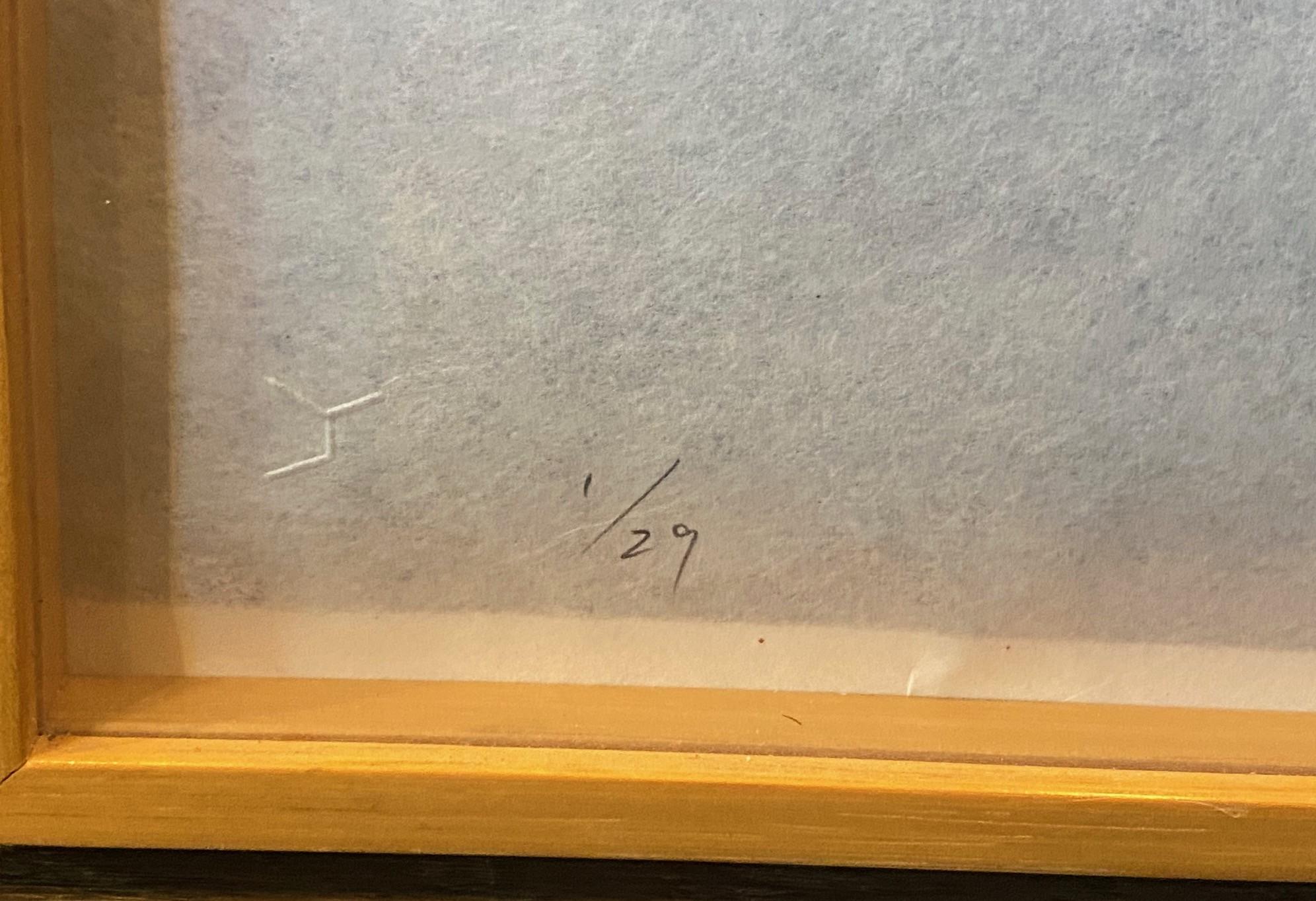 Shoichi Ida Gravure sur support mixte, signée et à tirage limité Entre le vertical et l'horizontal en vente 4