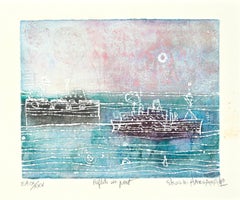 Vintage Reflets au Port - Etching by Shoichi Hasegawa - 1970s