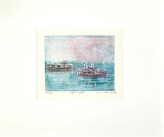 Reflets au Port - Etching by Shoichi Hasegawa - 1970s