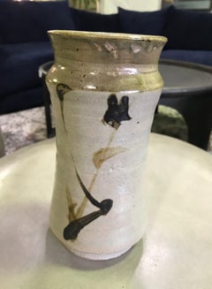 Shoji Hamada Japanese Glazed Bamboo Tetsue Vase with Original Signed Sealed Box