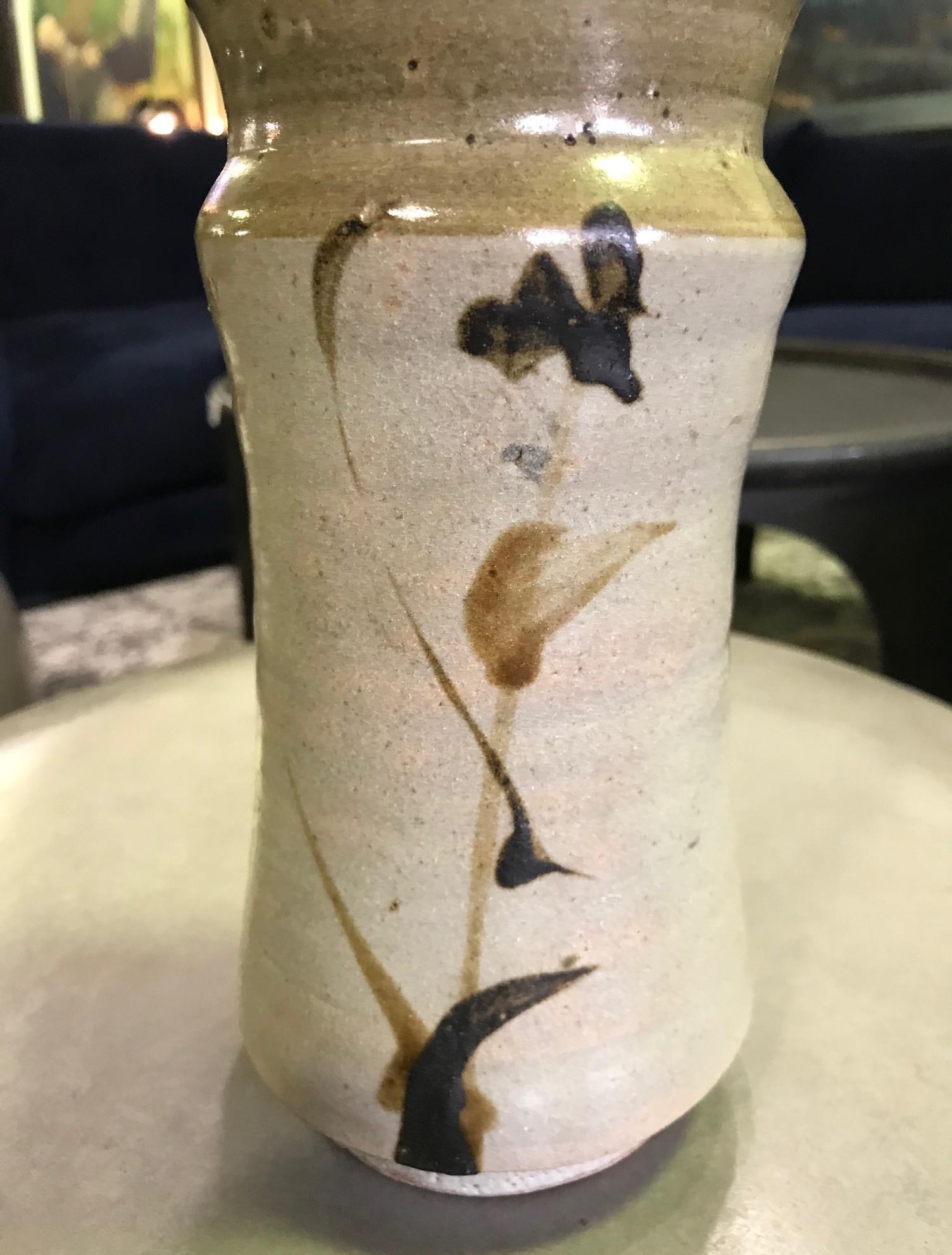 Shoji Hamada Japanese Glazed Bamboo Tetsue Vase with Original Signed Sealed Box 1