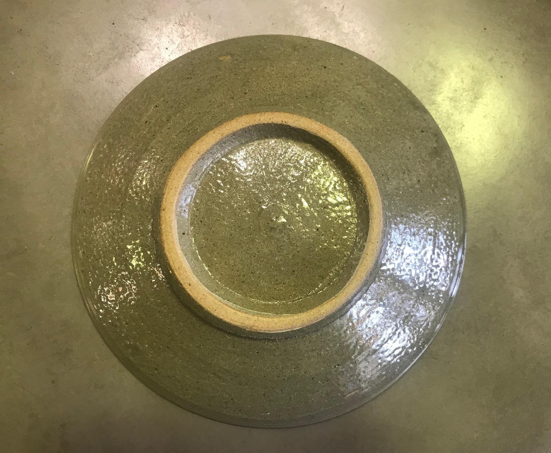Glazed Shoji Hamada Japanese Mingei Pottery Plate with Original Signed Sealed Box For Sale