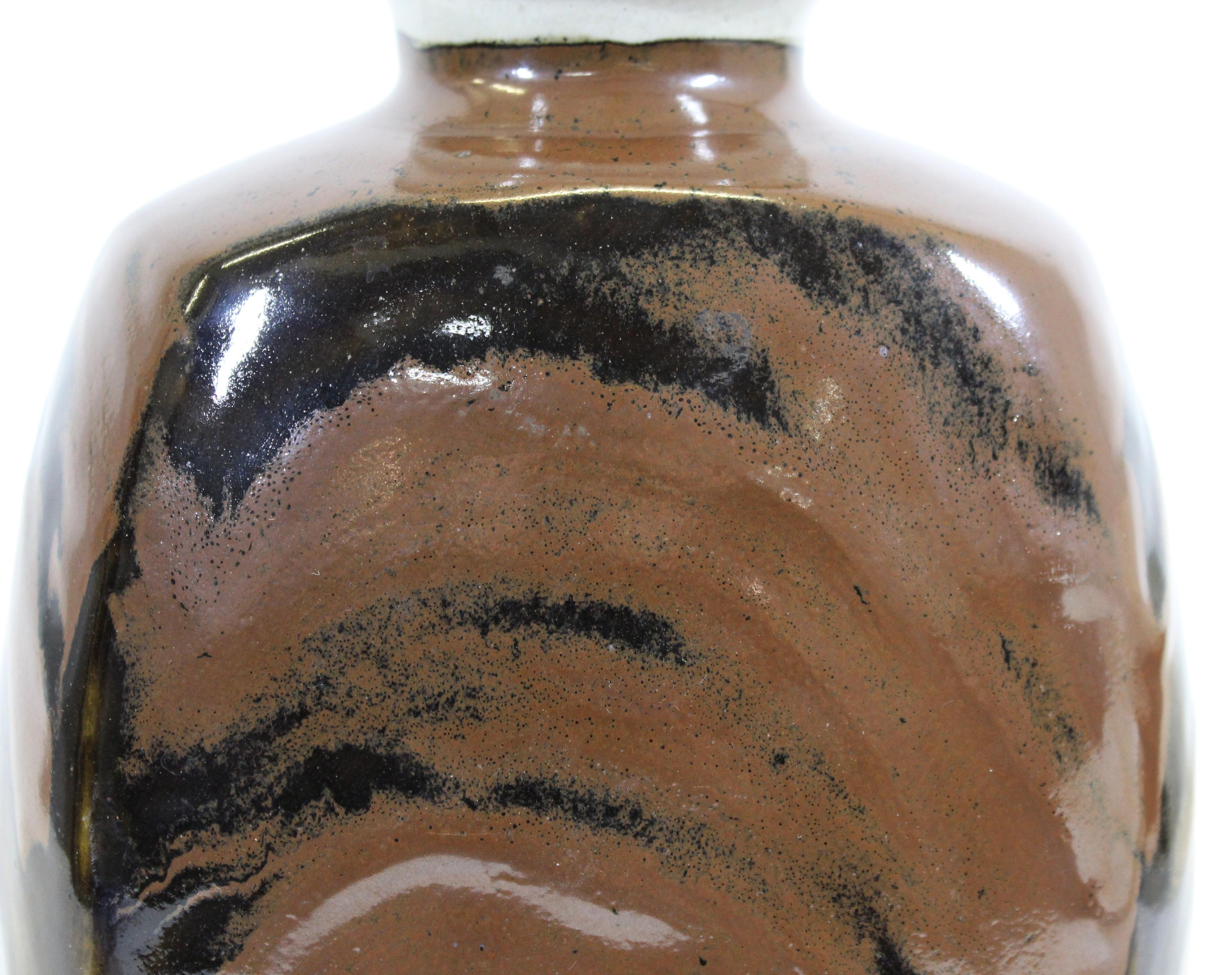 20th Century Shoji Hamada Style Japanese Mingei Kakiyu Glazed Vase