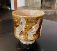 Tazza da tè “Yunomi” con incisioni di Shoji Hamada, ceramica giapponese Mingei, con scatola firmata