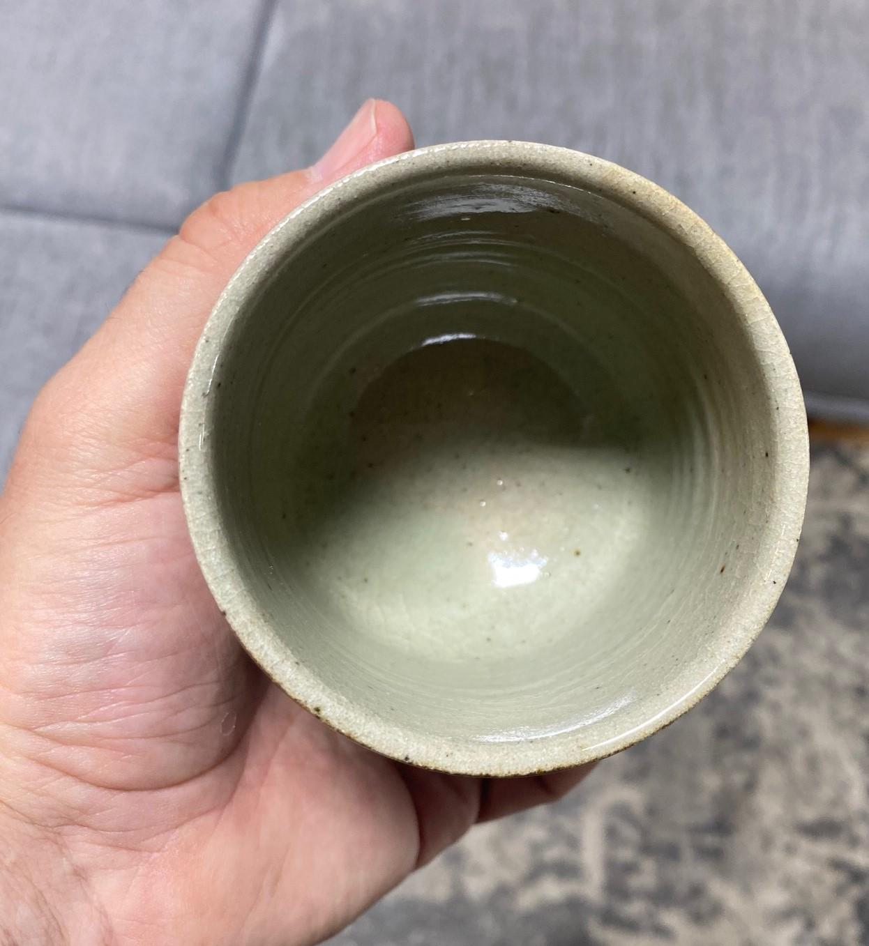 Shoji Hamada Mingei Kakiyu Kaki Glasur Japanische Keramik Yunomi Teebecher Signiert Schachtel im Angebot 7