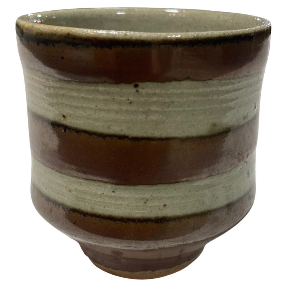 Boîte à thé Shoji Hamada Mingei Kakiyu en poterie japonaise à glaçure kaki signée