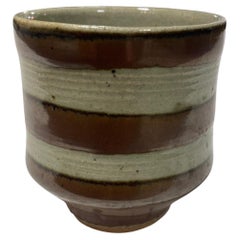 Shoji Hamada Mingei Kakiyu Kaki Glaze Japanese Pottery Yunomi Teacup Signed Box