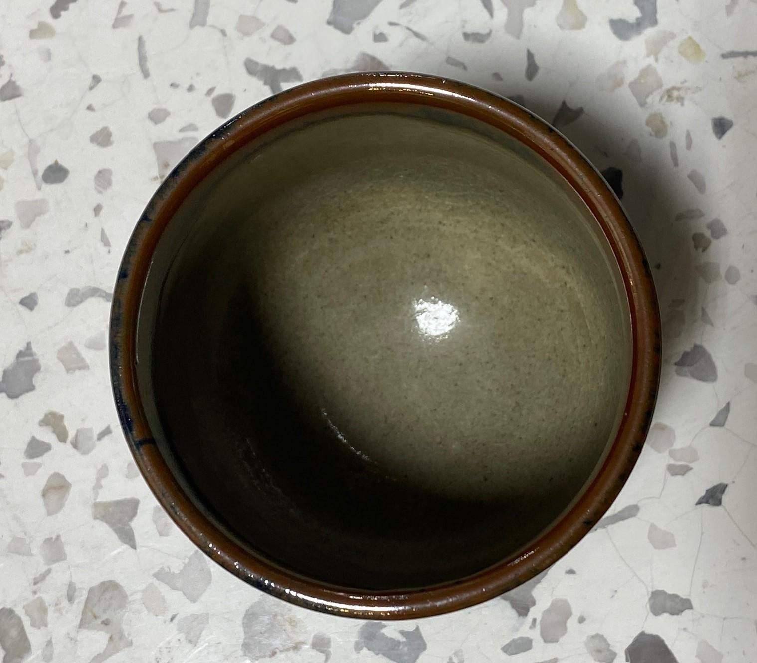 Stoneware Shoji Hamada Mingei Kakiyu Kaki Glaze Japanese Studio Pottery Yunomi Teacup For Sale