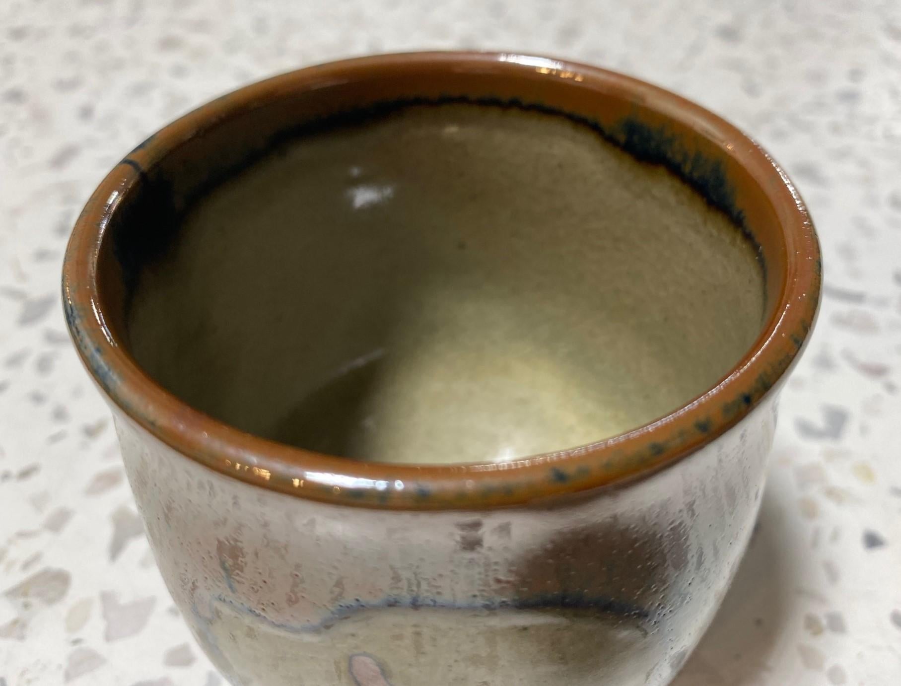 20th Century Shoji Hamada Mingei Kakiyu Kaki Glaze Japanese Studio Pottery Yunomi Teacup For Sale