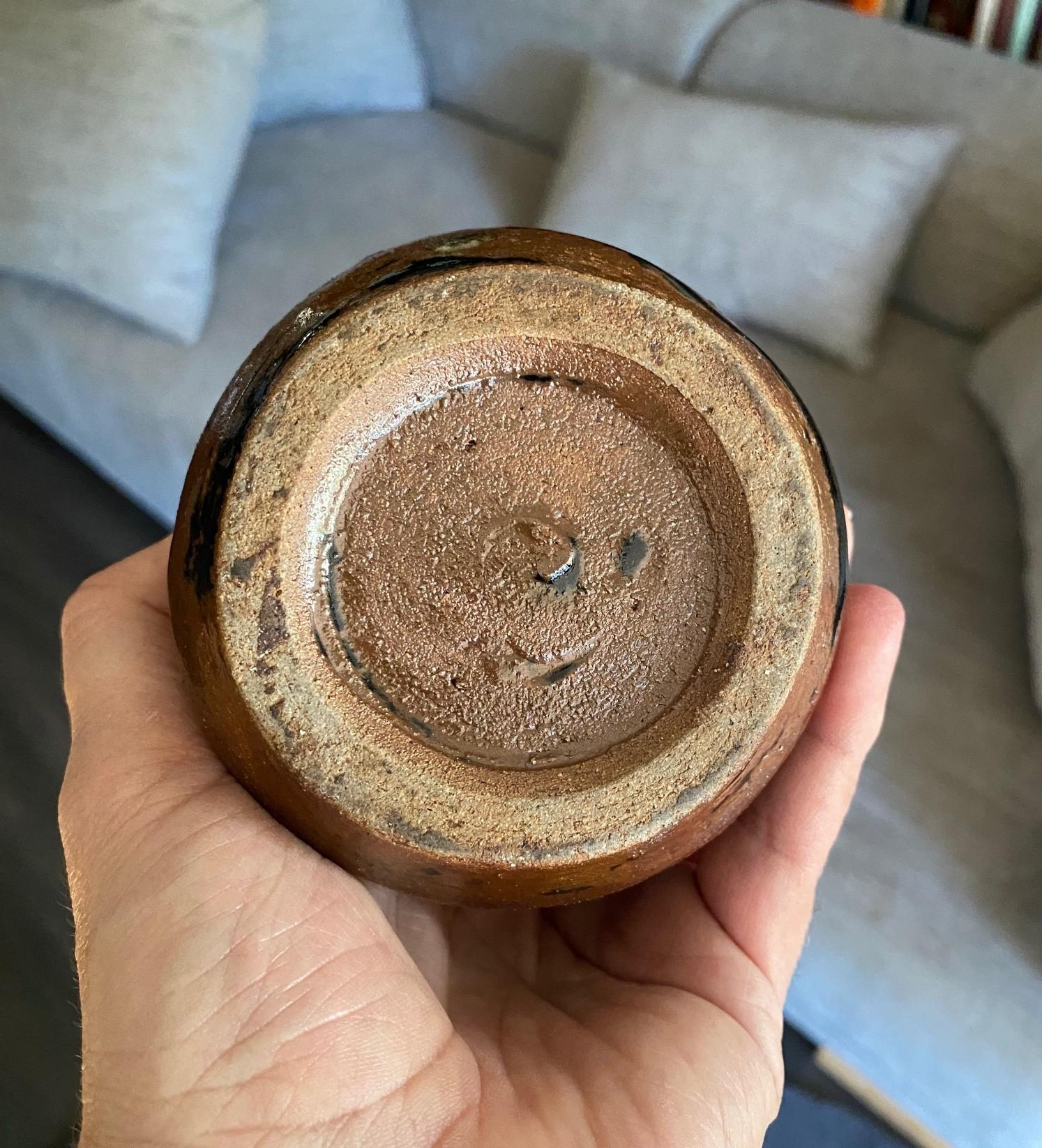 Shoji Hamada Mingei Kakiyu Kaki Nuka Glaze Flower Vase With Original Signed Box For Sale 6