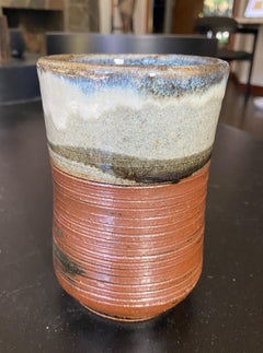 Shoji Hamada Mingei Kakiyu Kaki Nuka Glaze Flower Vase With Original Signed Box