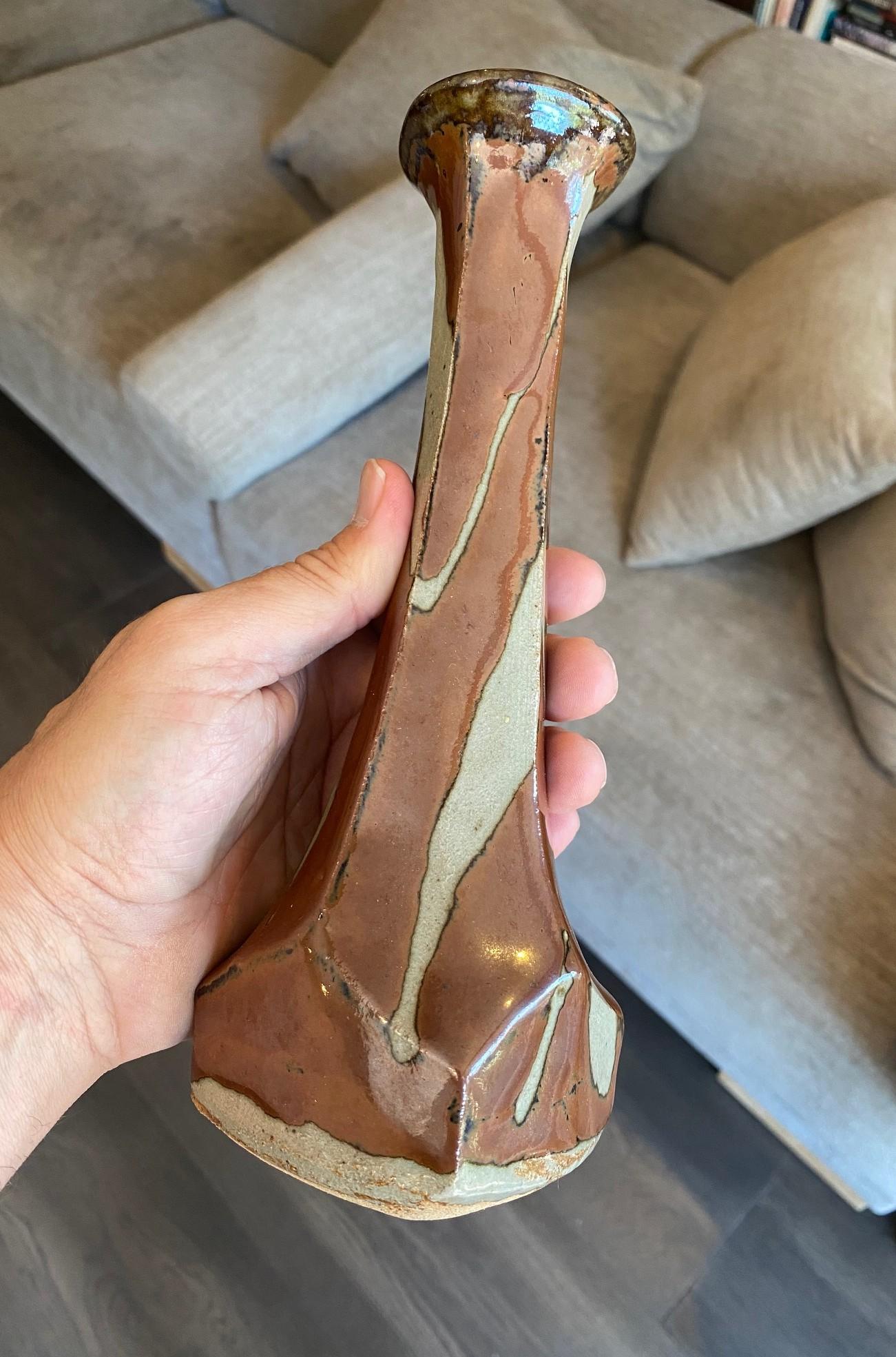Vase Shoji Hamada Mingei Kakiyu Kaki à glaçure persane signé et scellé d'origine en vente 4