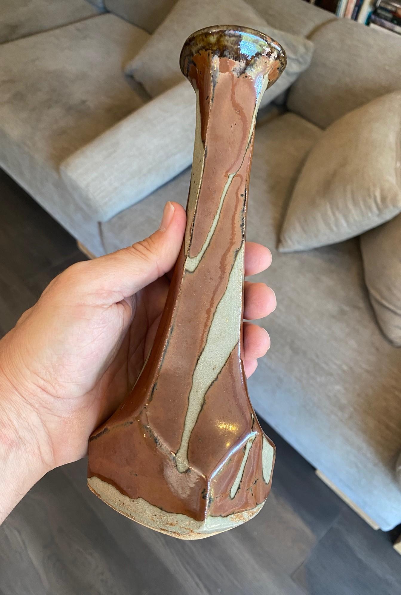 Vase Shoji Hamada Mingei Kakiyu Kaki à glaçure persane signé et scellé d'origine en vente 5