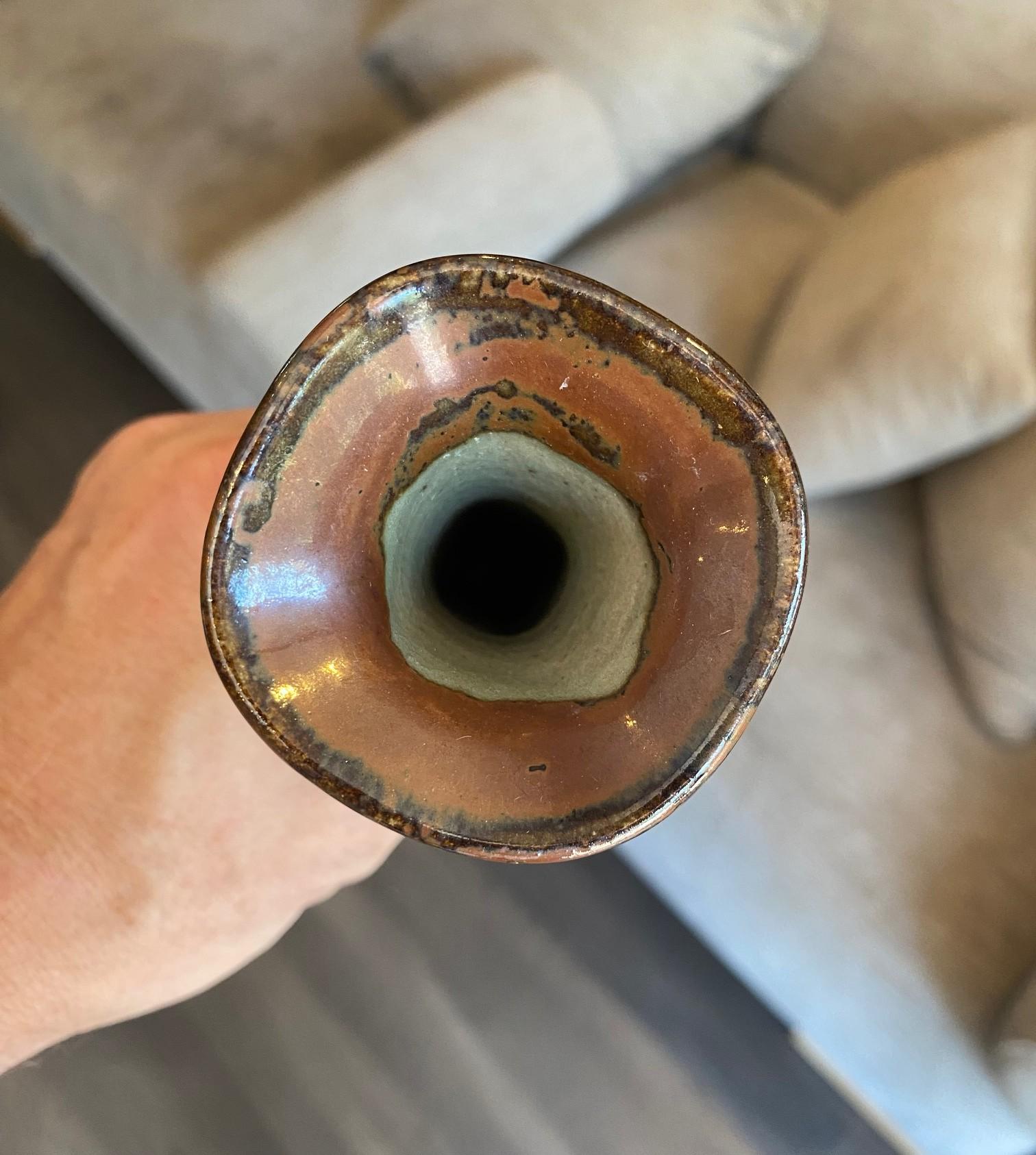 Vase Shoji Hamada Mingei Kakiyu Kaki à glaçure persane signé et scellé d'origine en vente 6