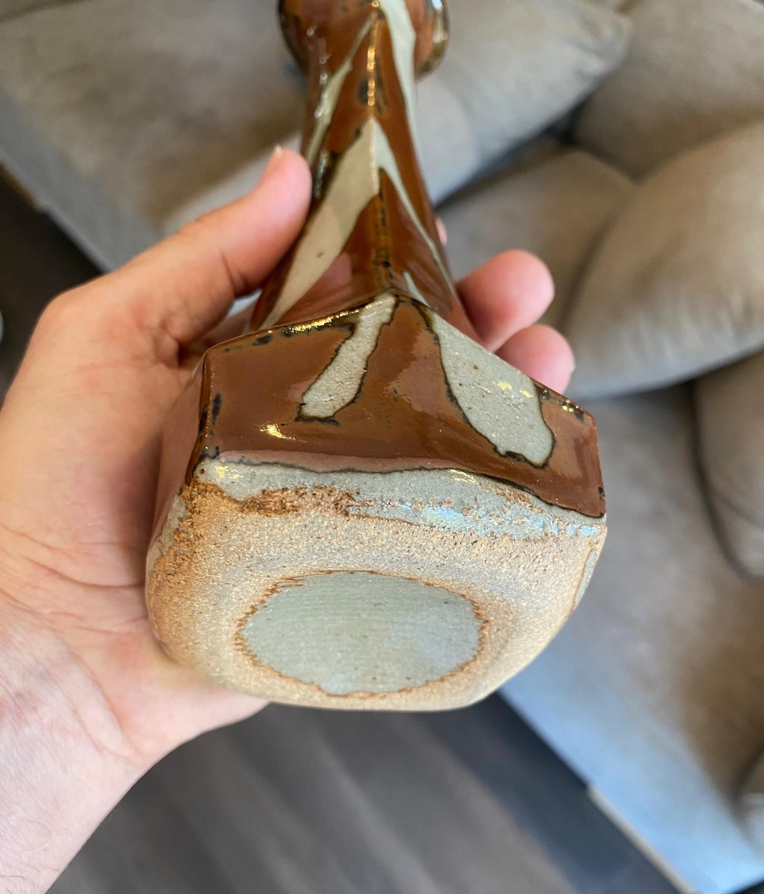 Vase Shoji Hamada Mingei Kakiyu Kaki à glaçure persane signé et scellé d'origine en vente 8