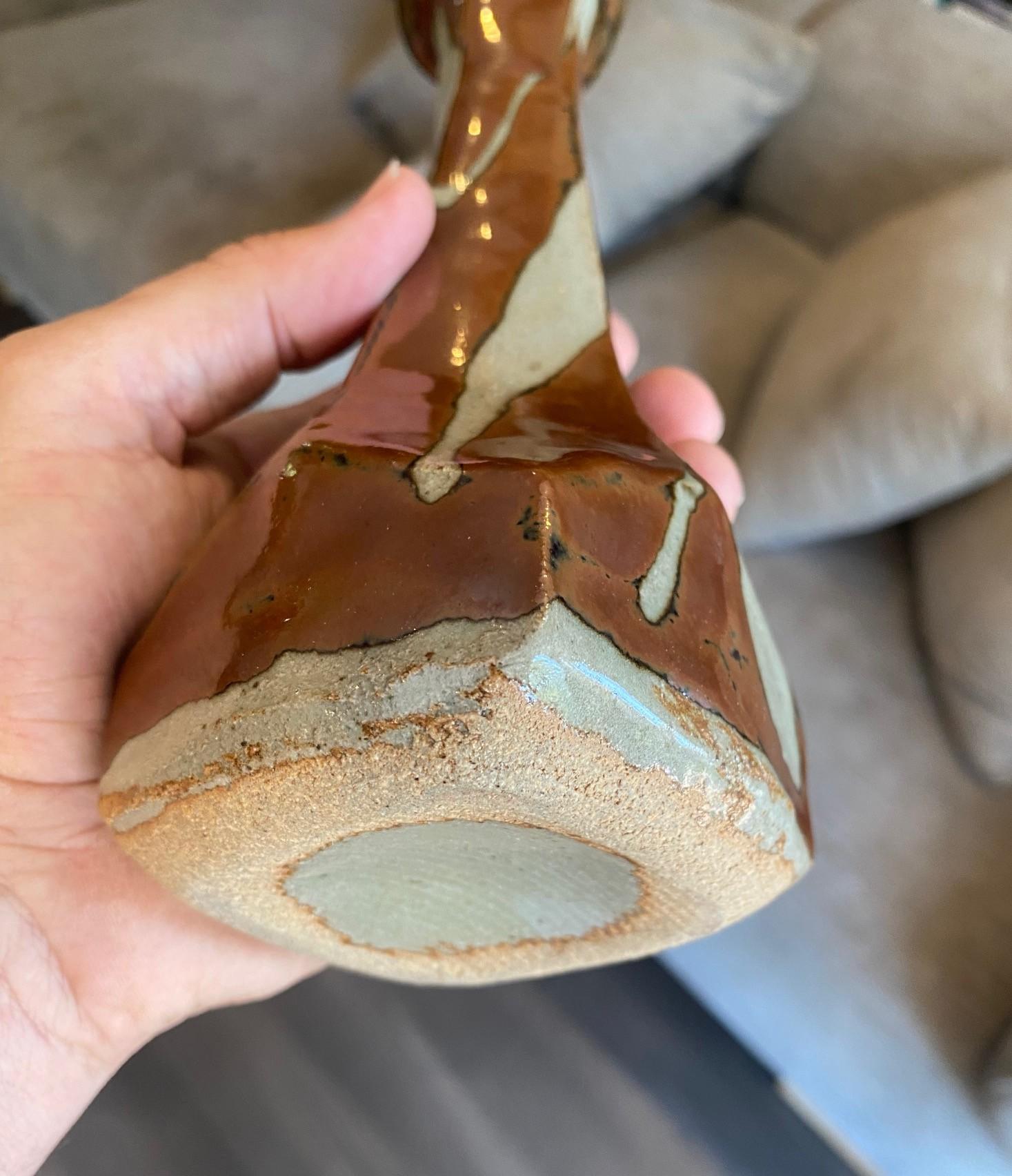Vase Shoji Hamada Mingei Kakiyu Kaki à glaçure persane signé et scellé d'origine en vente 9